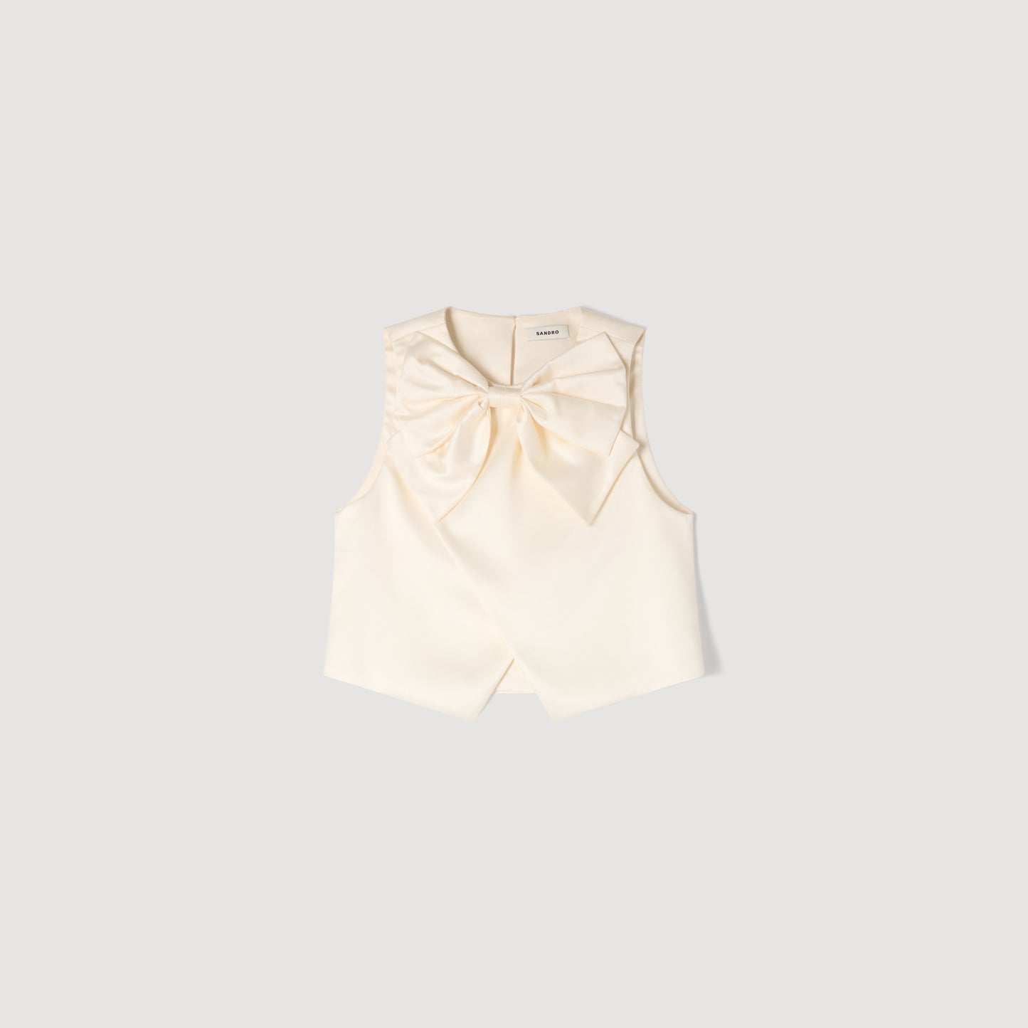 Neuilly Satin Bow Crop Top Ecru