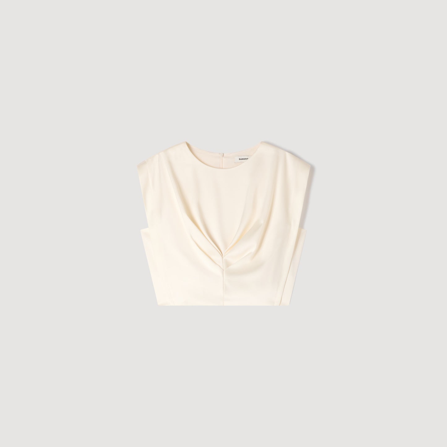 Boulogne Pleated Satin Crop Top Ecru