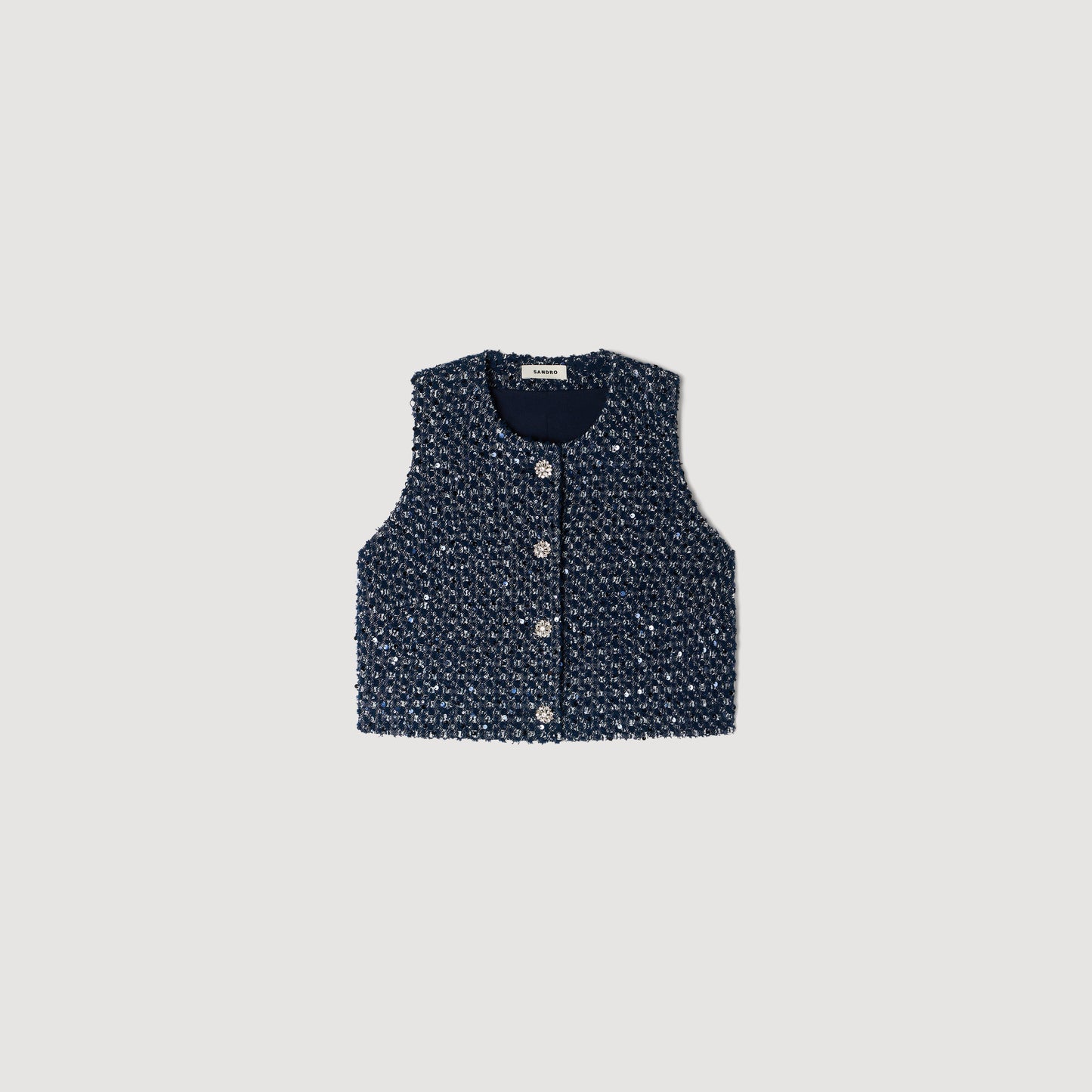 Bellamy Sequin Crop Top Navy Blue