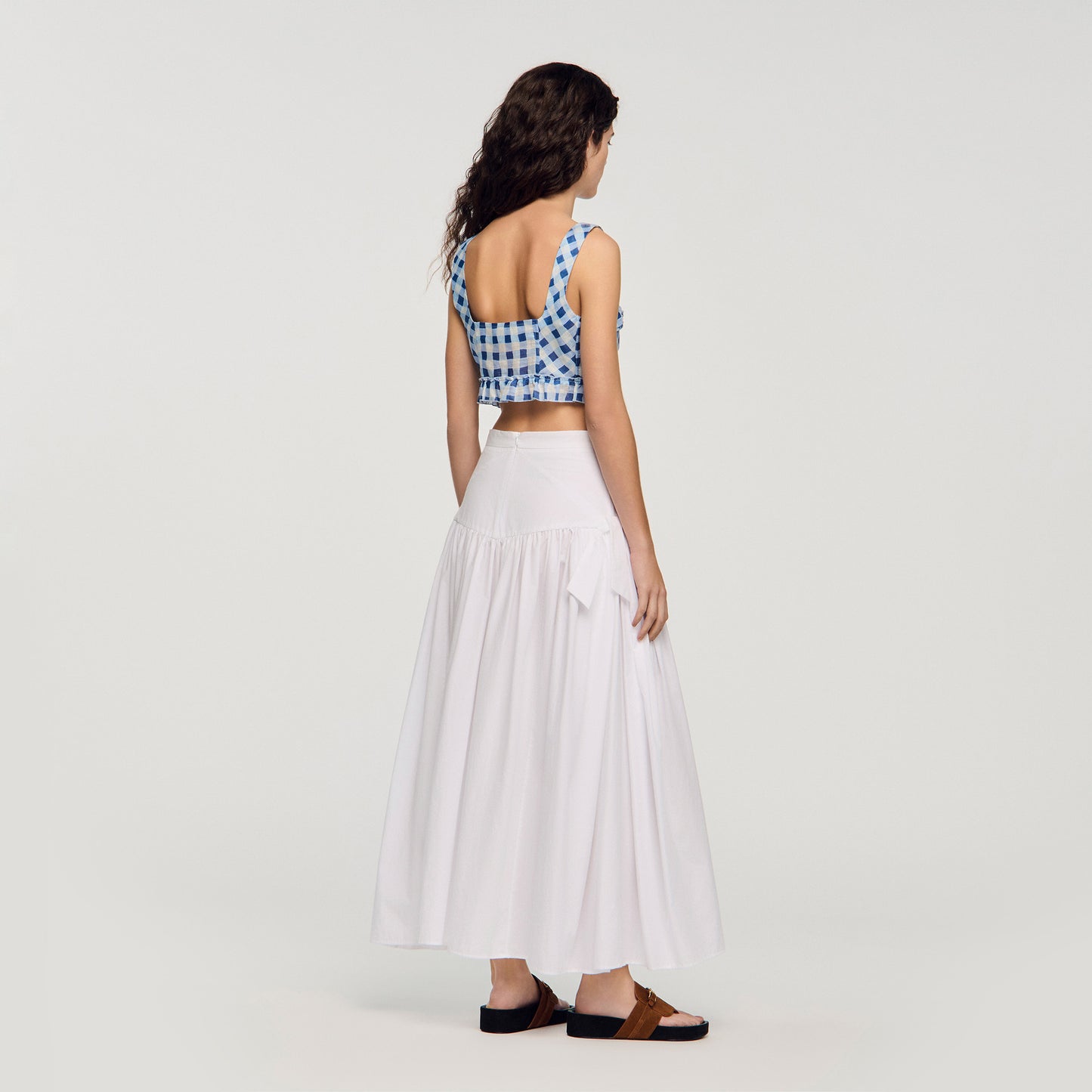 Josie Gingham Linen Crop Top BLU / WHITE
