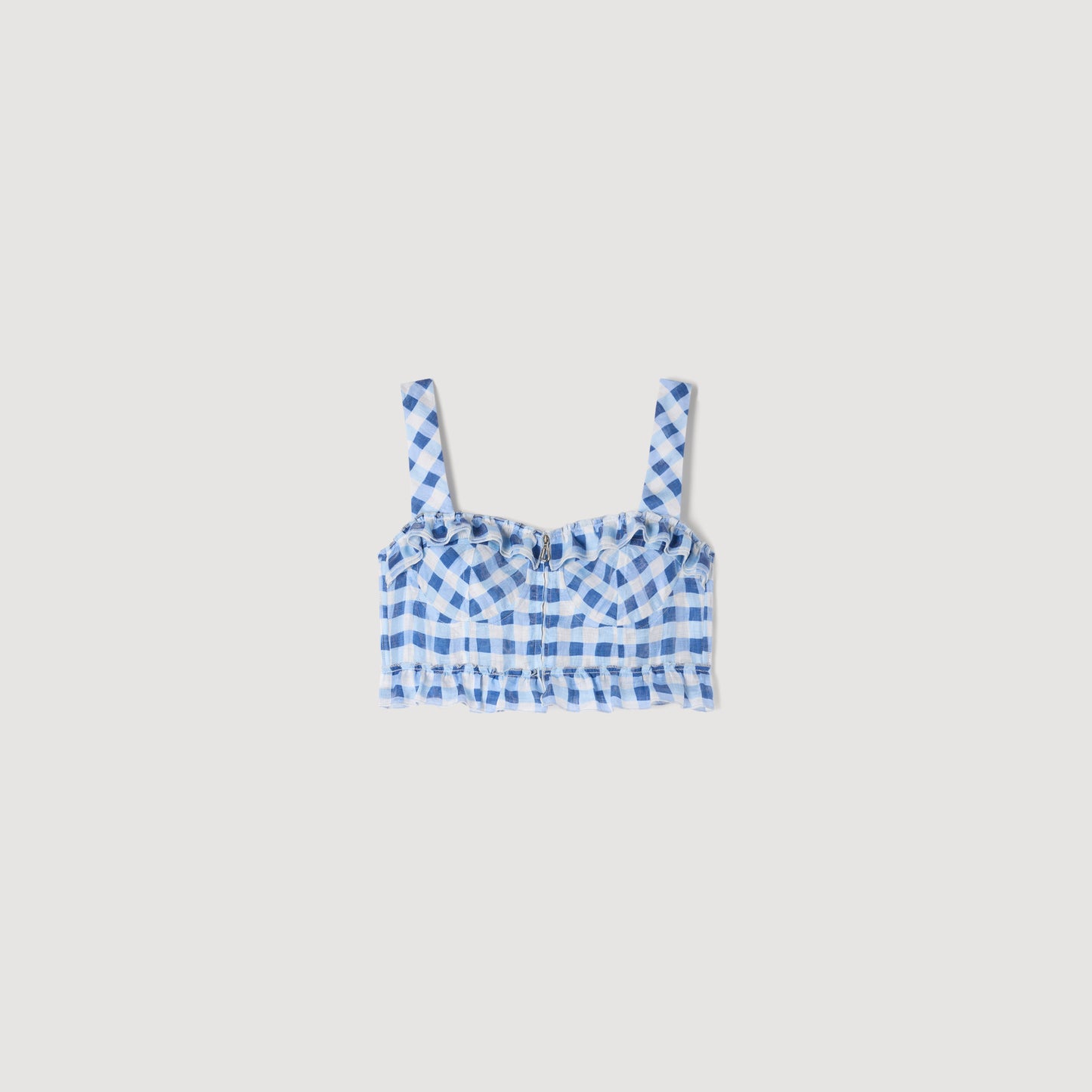 Josie Gingham Linen Crop Top BLU / WHITE