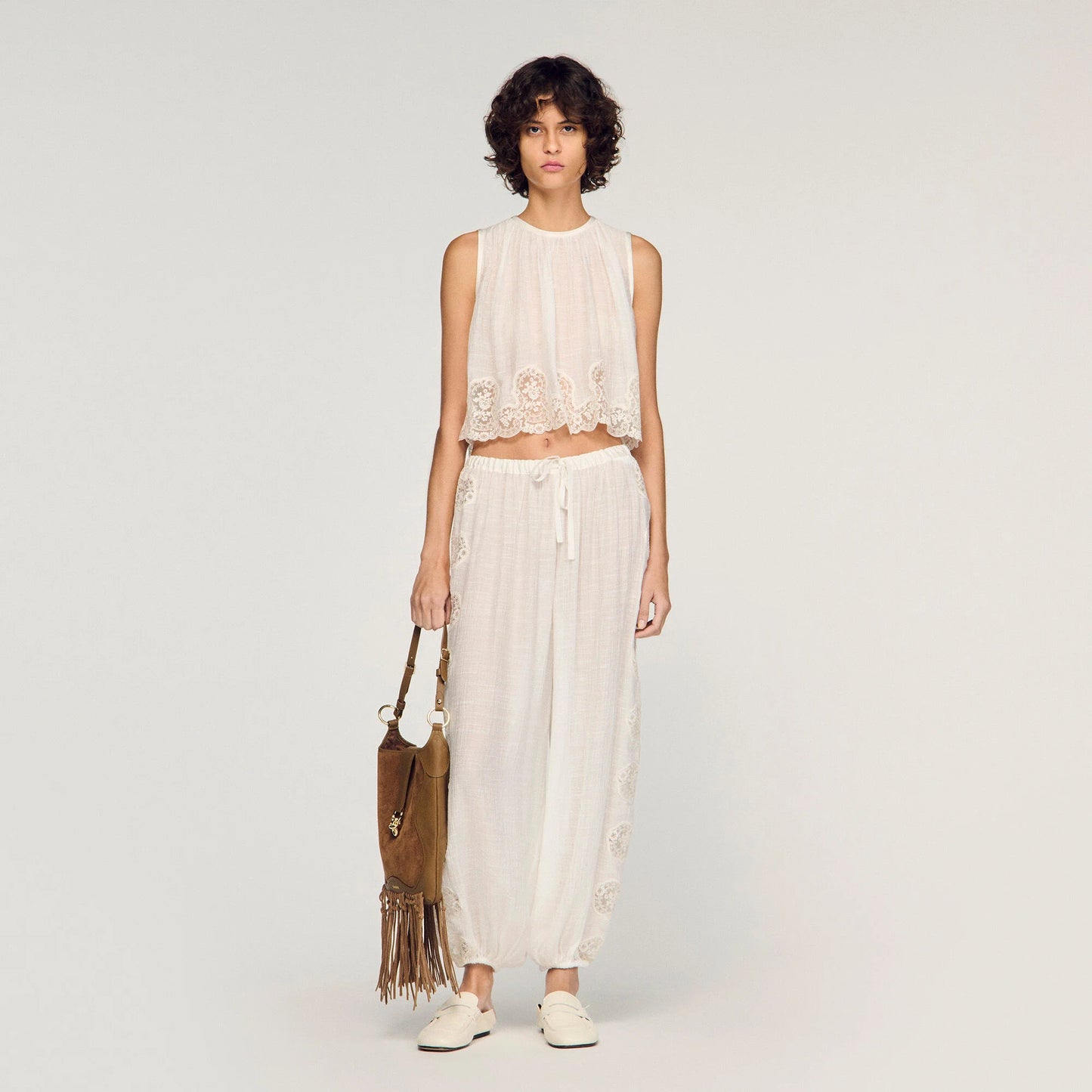 Ayana Crepon Crop Top White