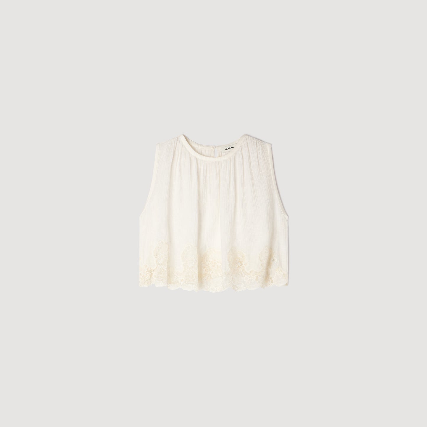 Crepon Crop Top White