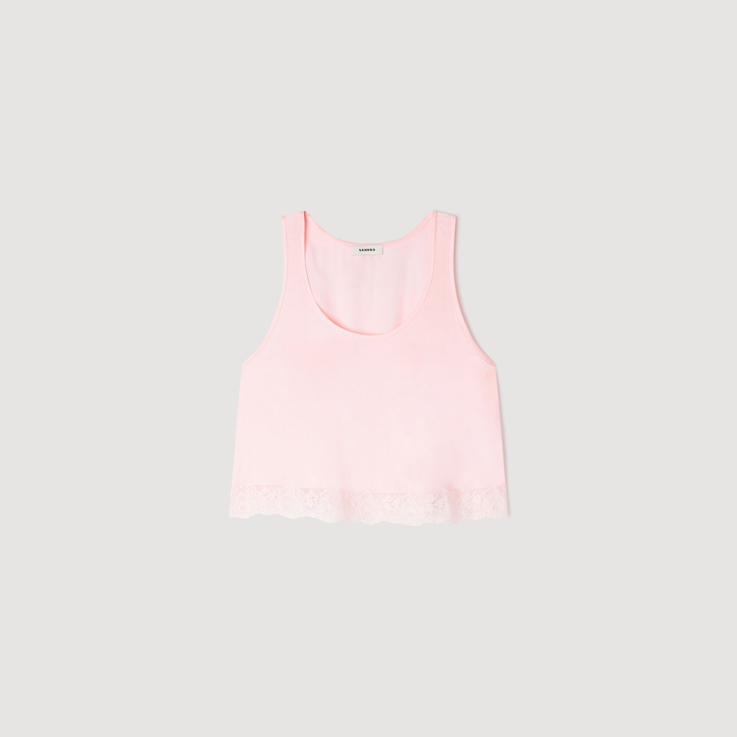 Nathalia Satin Top With Lace Light Pink