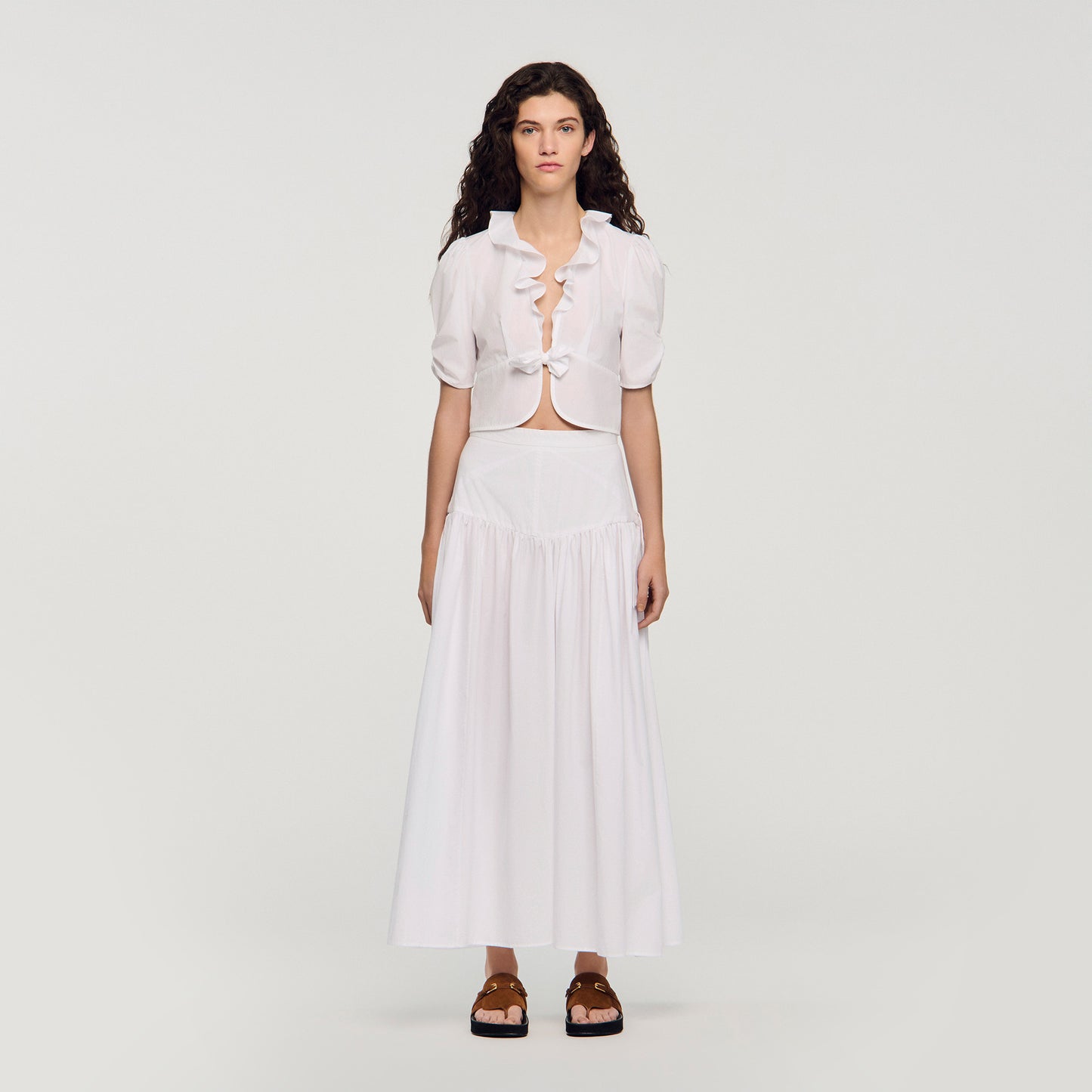 Aleo Ruffled Crop Top WHITE