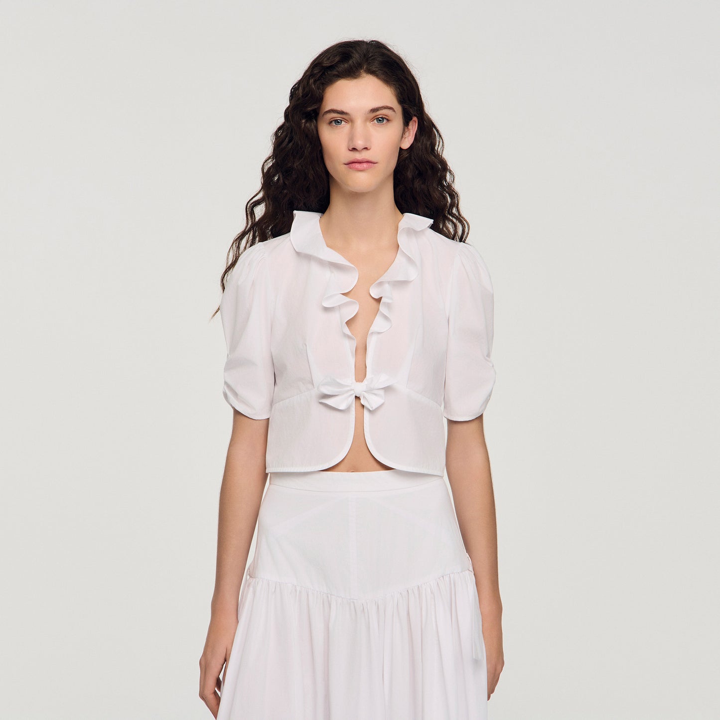 Aleo Ruffled Crop Top WHITE