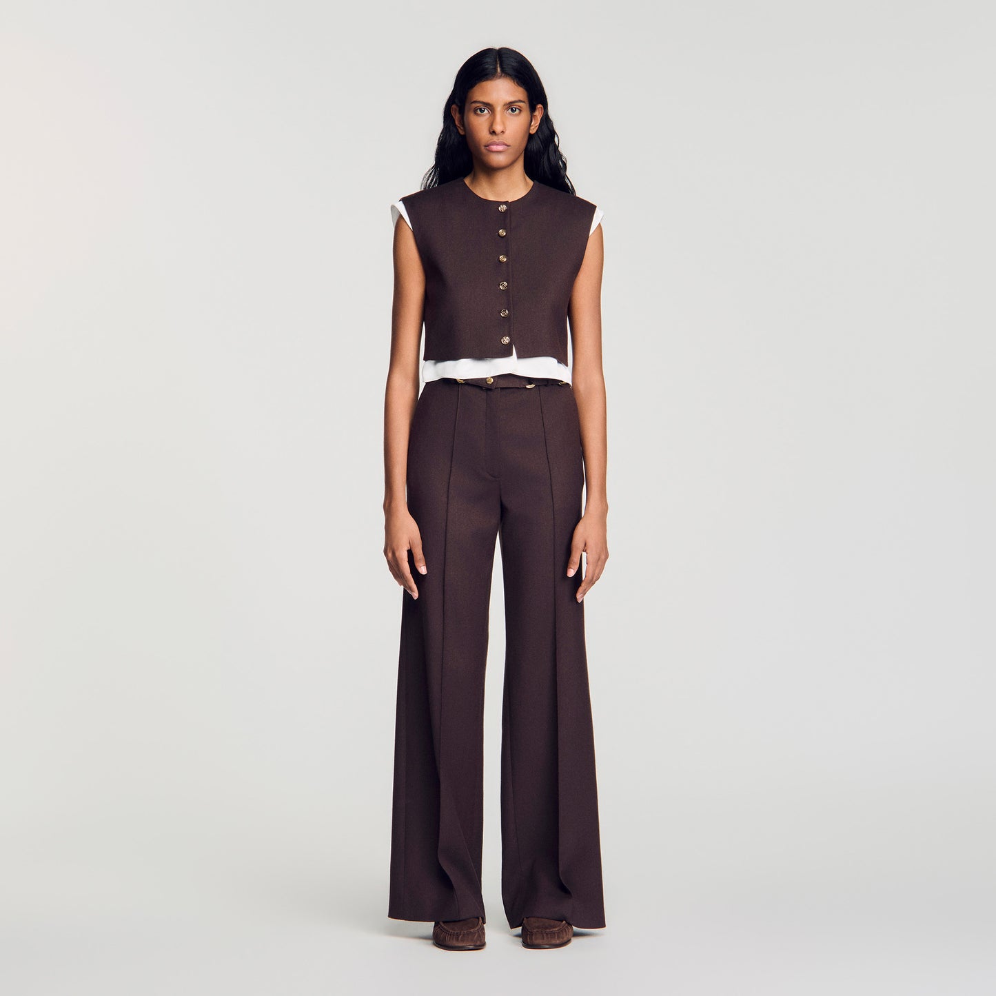 Andrews 2-in-1 wool crop top Light Brown