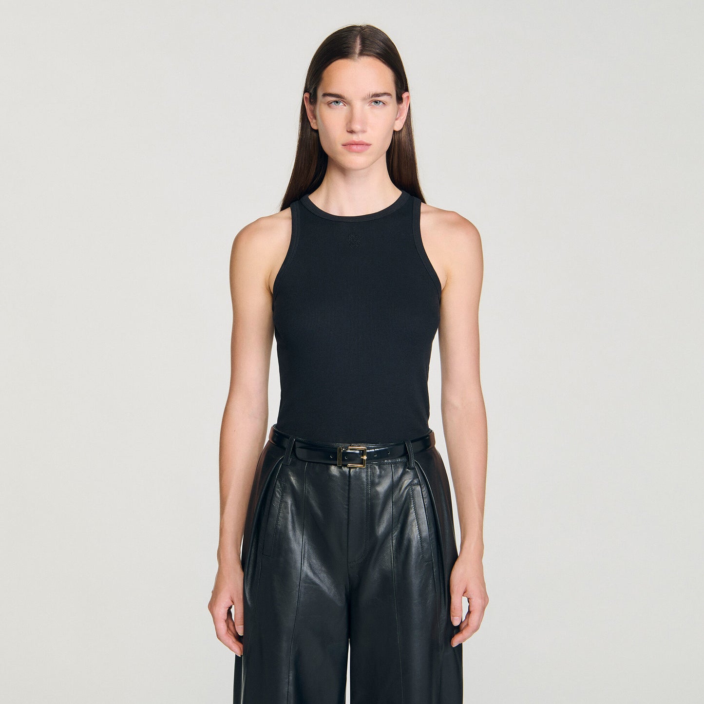Basics Embroidered Vest Top Black