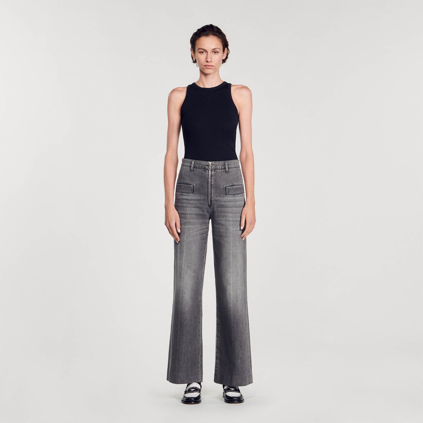 Embroidered Vest Top Black