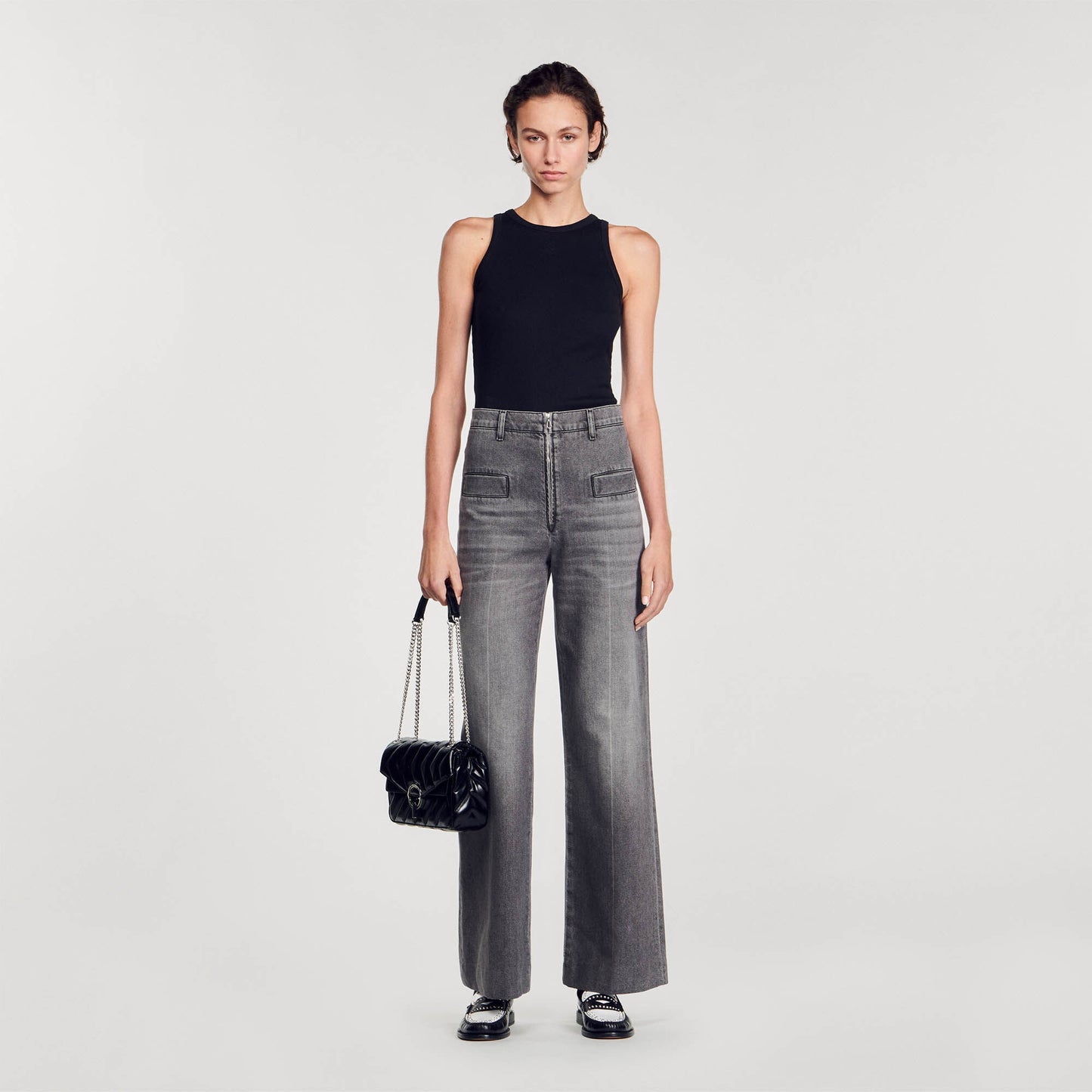 Embroidered Vest Top Black