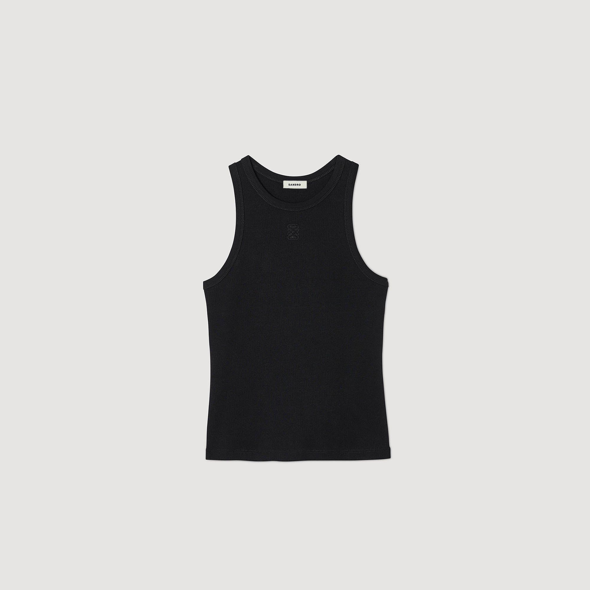 Embroidered Vest Top Black