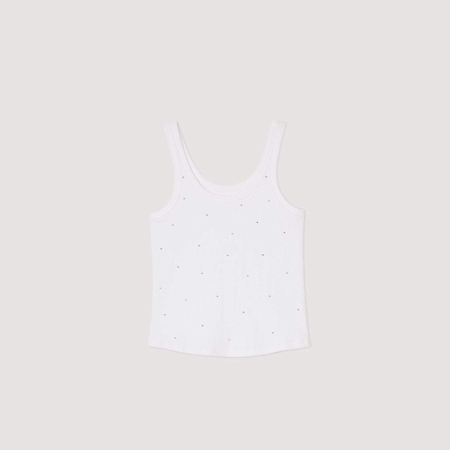 Vest Top With Rhinestones White