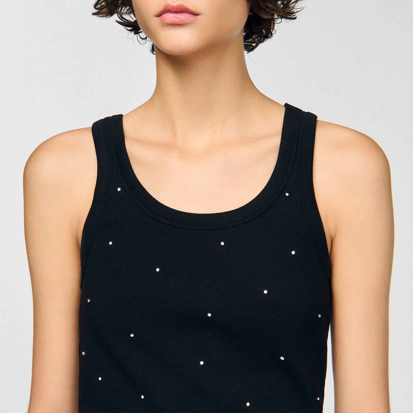 Astrale Vest Top With Rhinestones Black