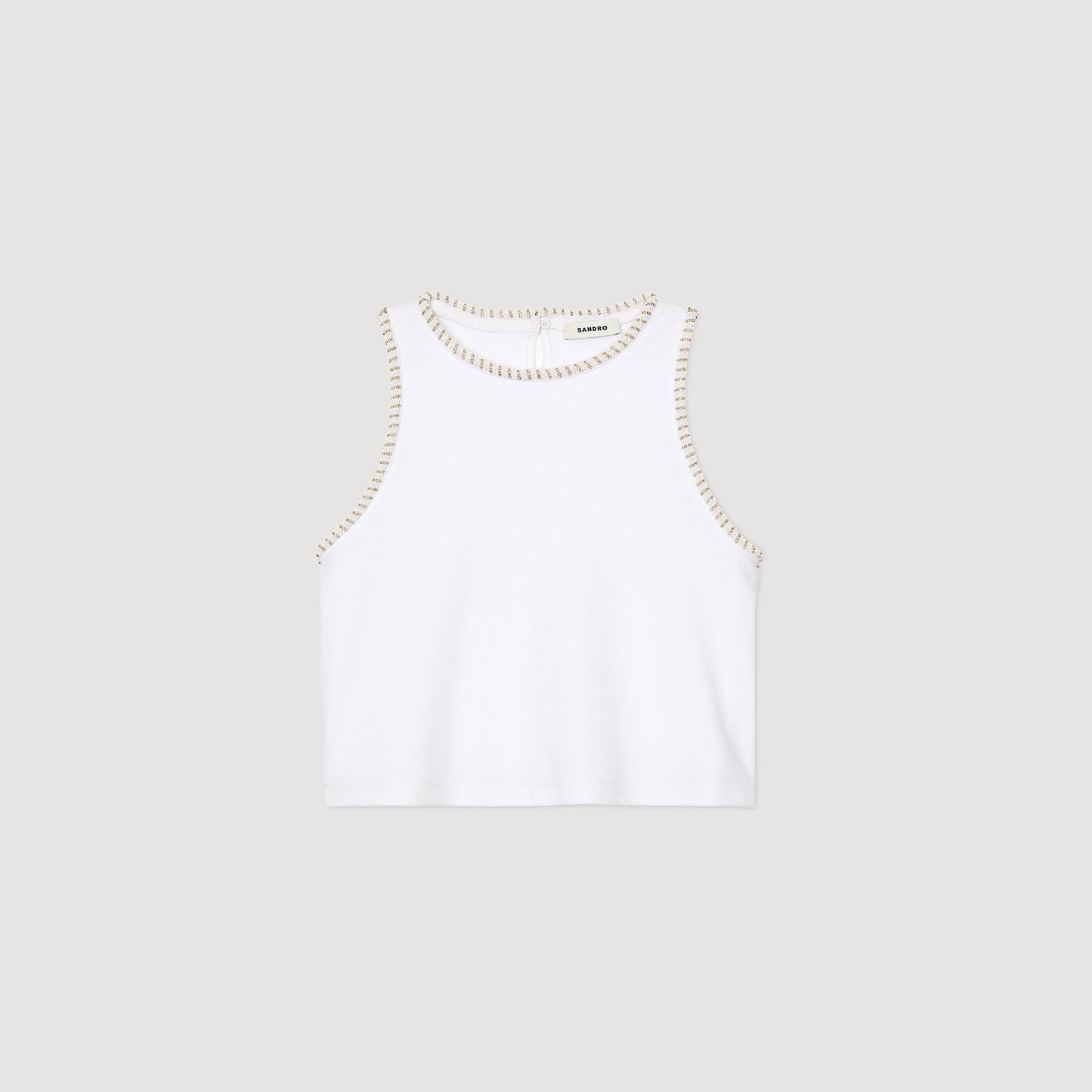 Tulum Beaded Crop Top Ecru