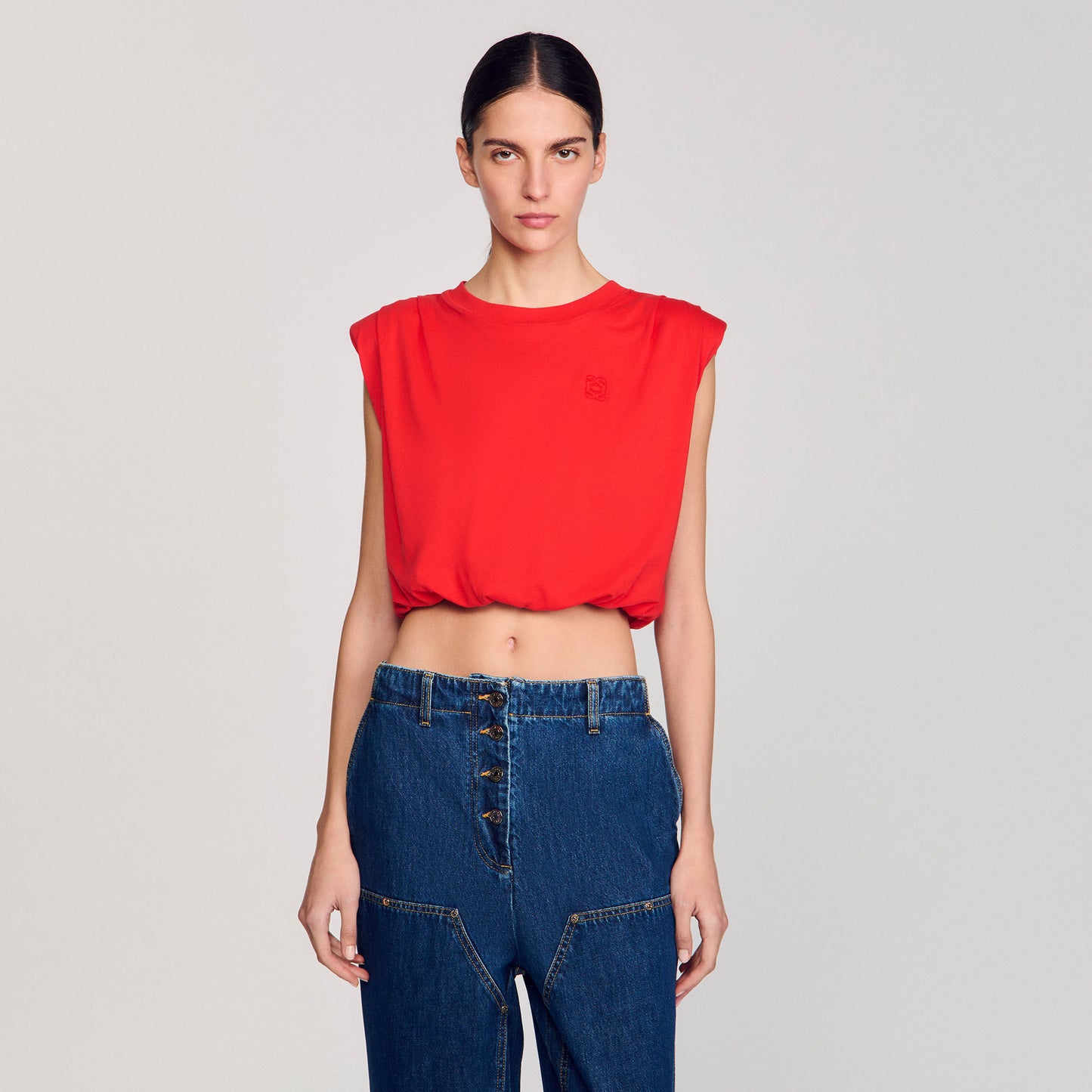 Short Draped T-Shirt Red