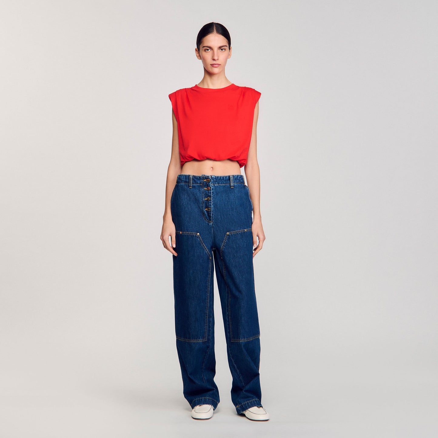 Short Draped T-Shirt Red