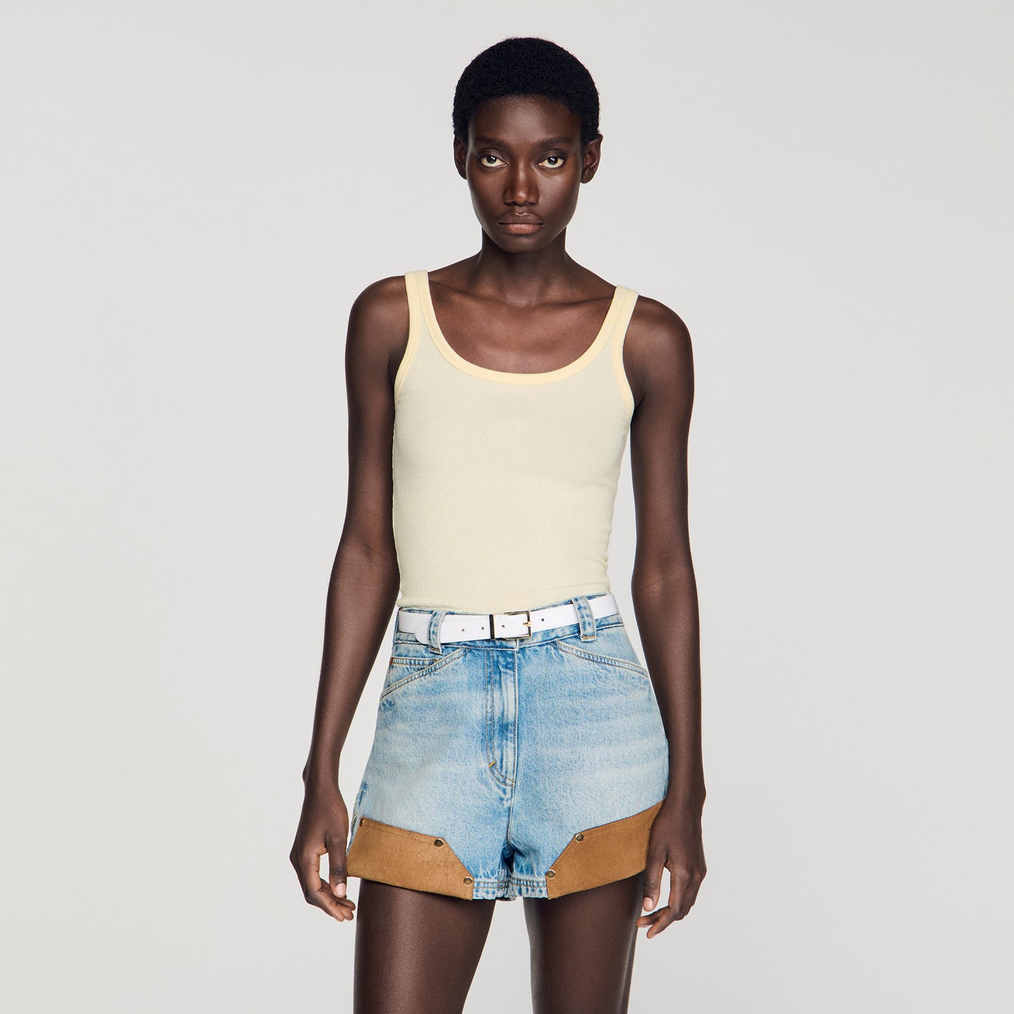 Vertige Ribbed Vest Top LIGHT YELLOW