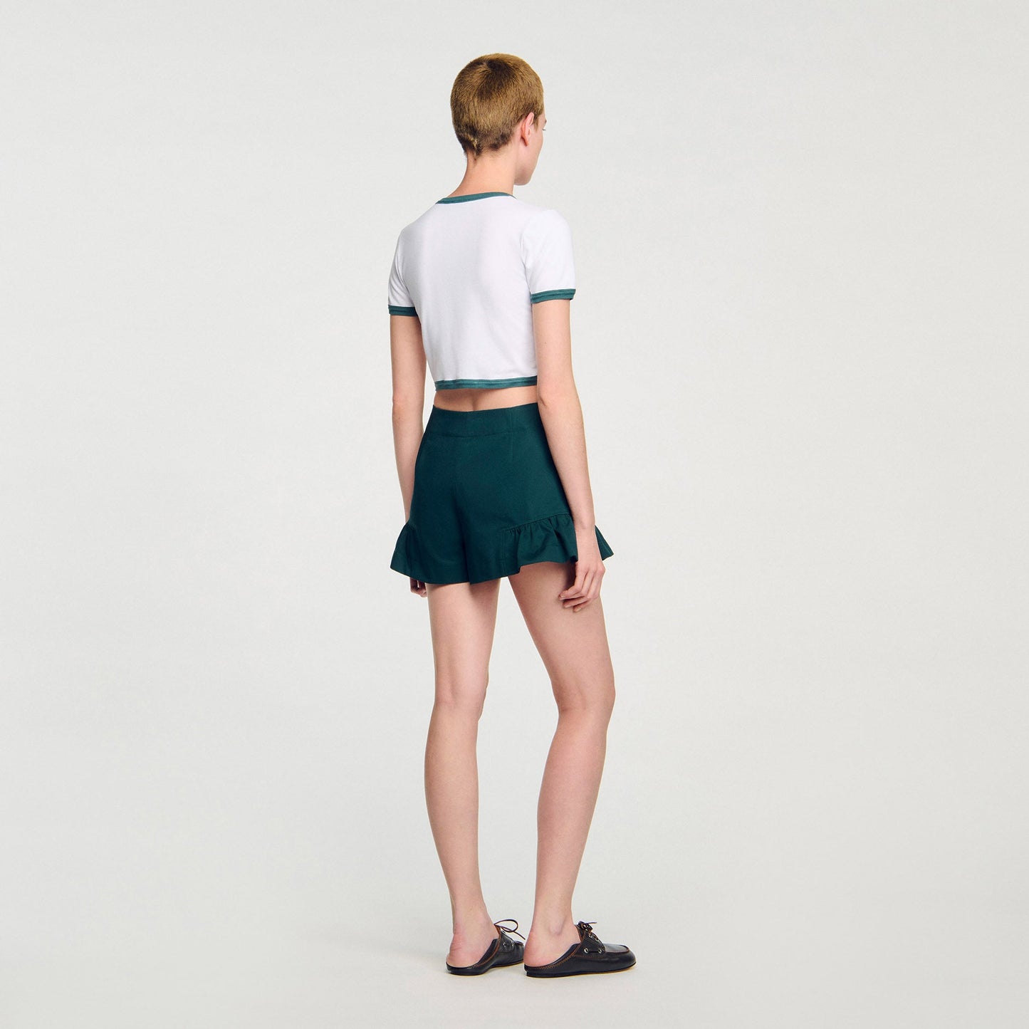 Ninon Two-Tone Cropped T-Shirt White
