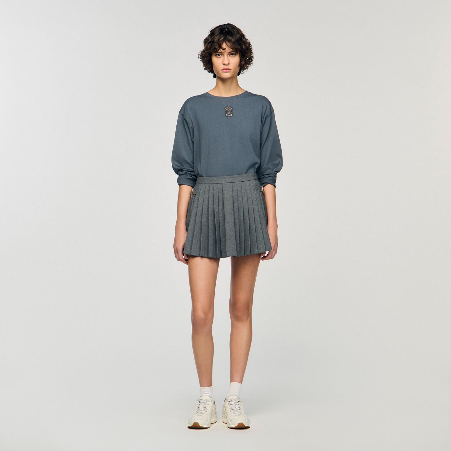 Ezrane T-Shirt With Embroidery Grey