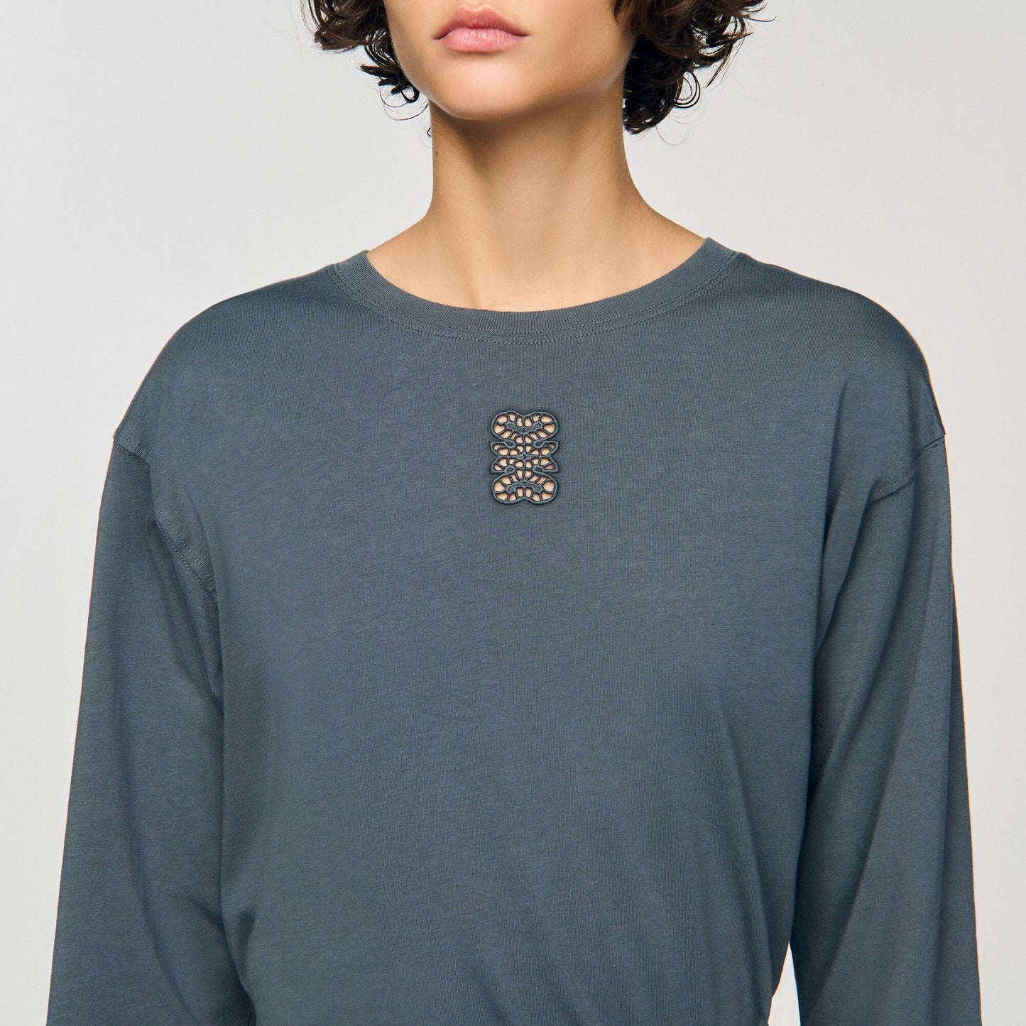 Ezrane T-Shirt With Embroidery Grey