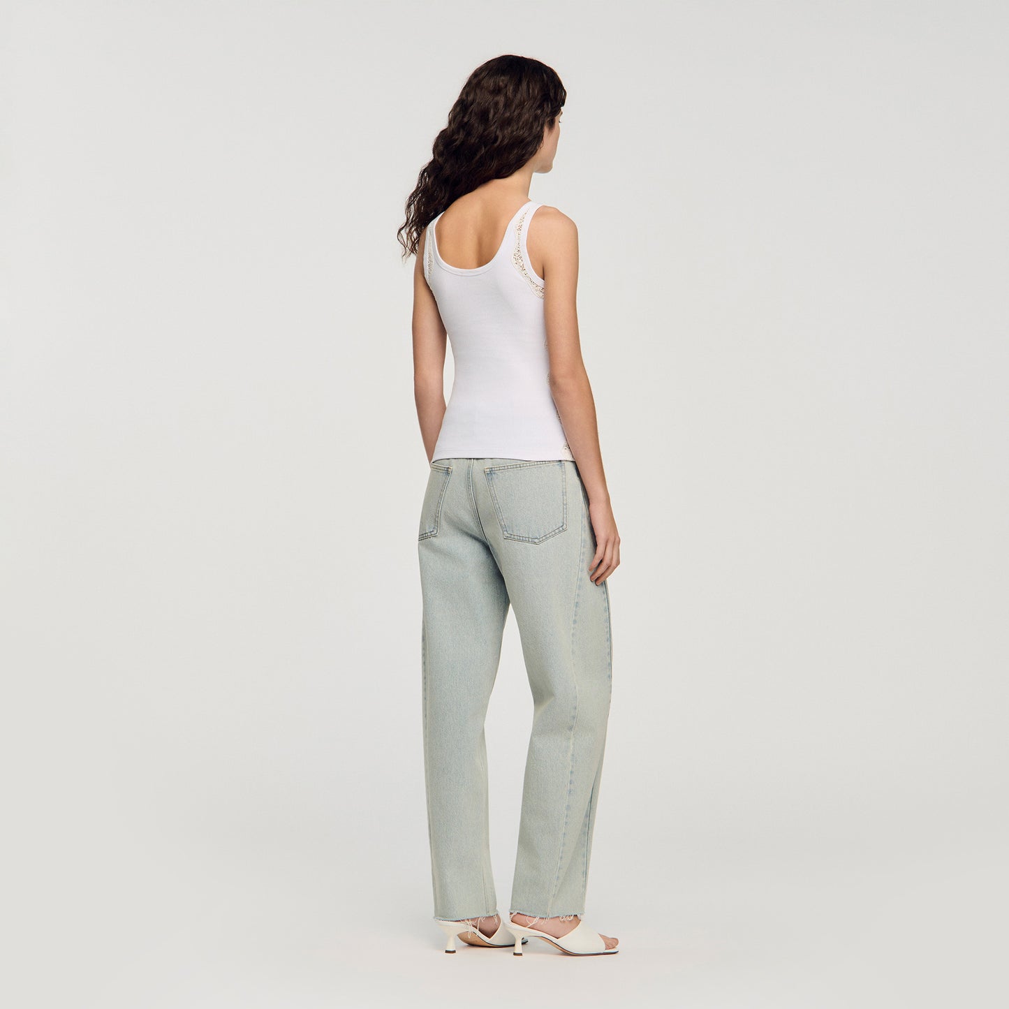 Isia Vest Top With Lace Detail White