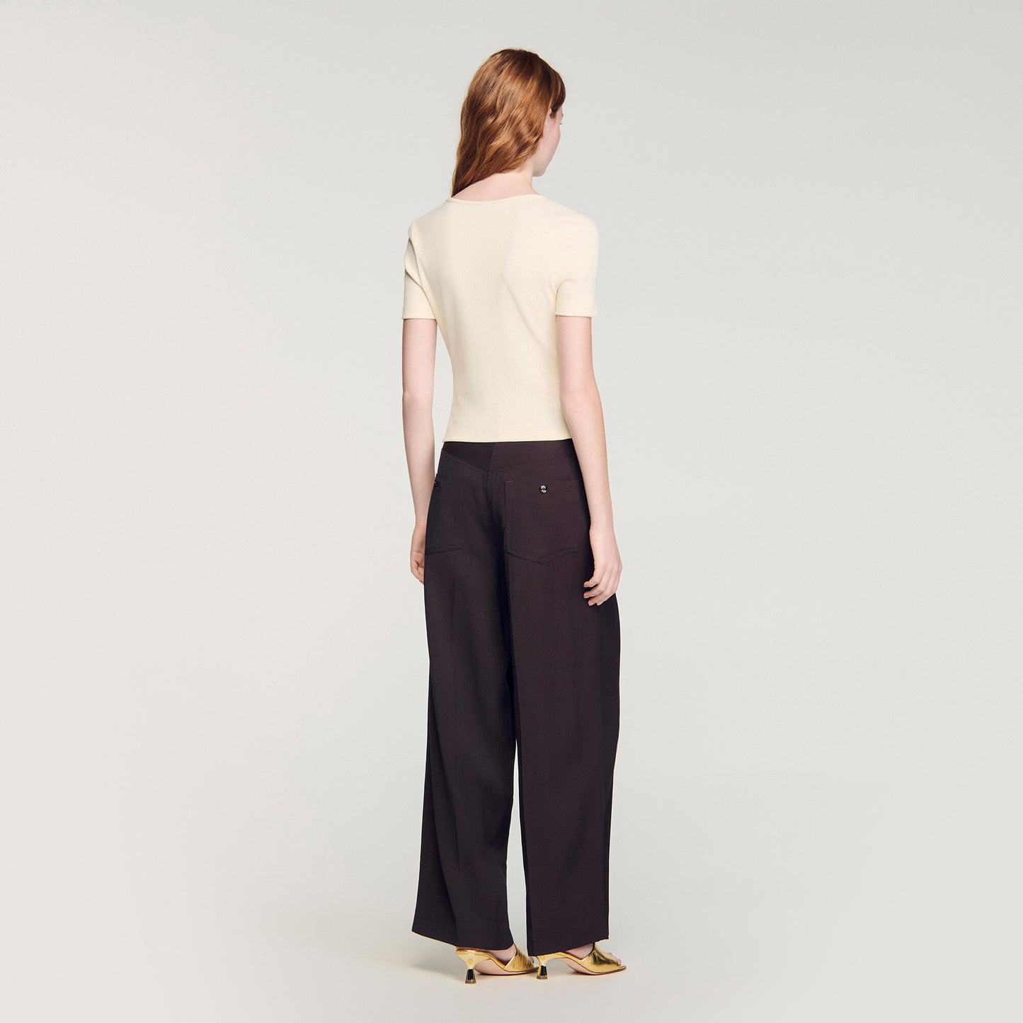 Thalia Jewelled Cropped Cotton T-Shirt Ecru