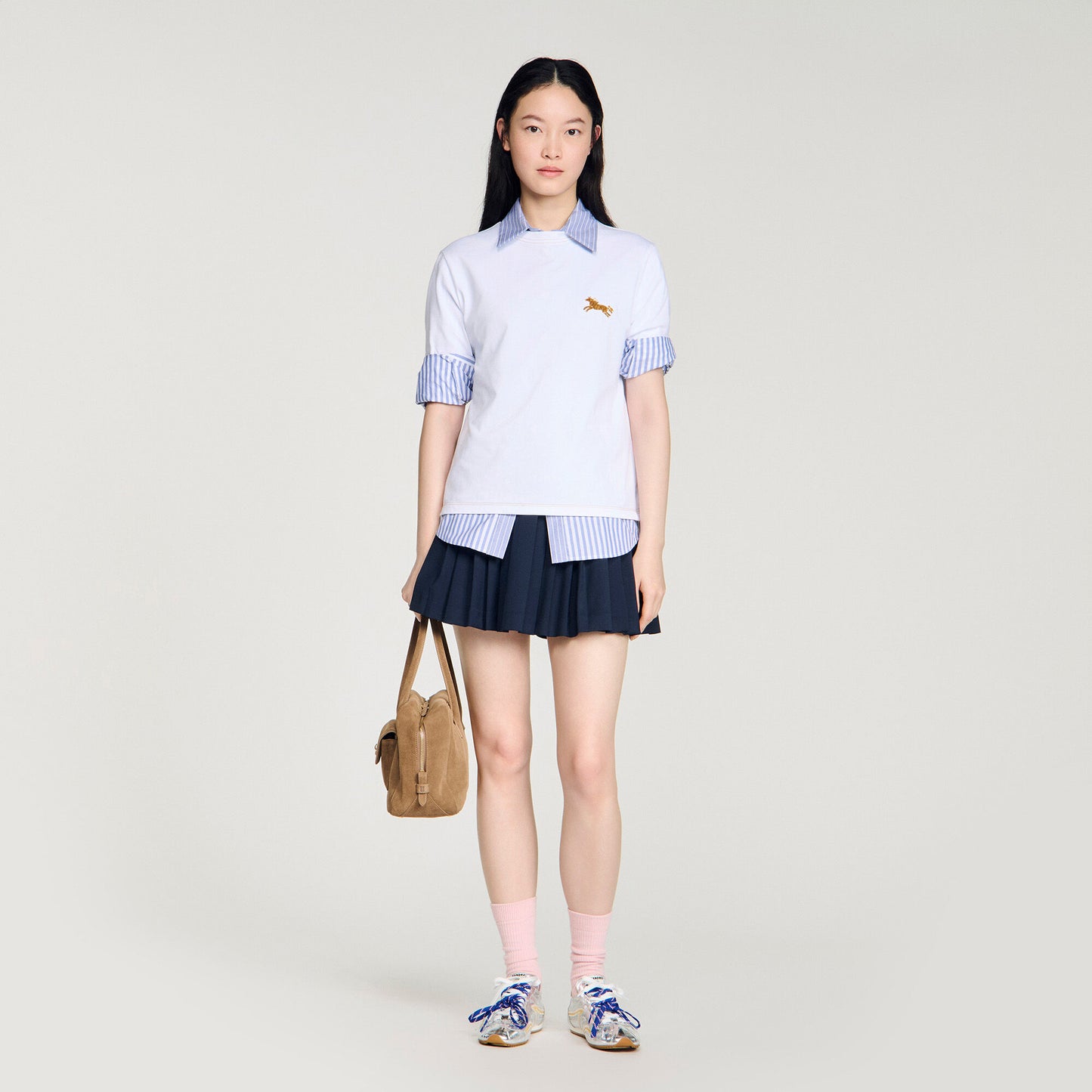 Maisie Horse Embroidery Cotton T-Shirt White