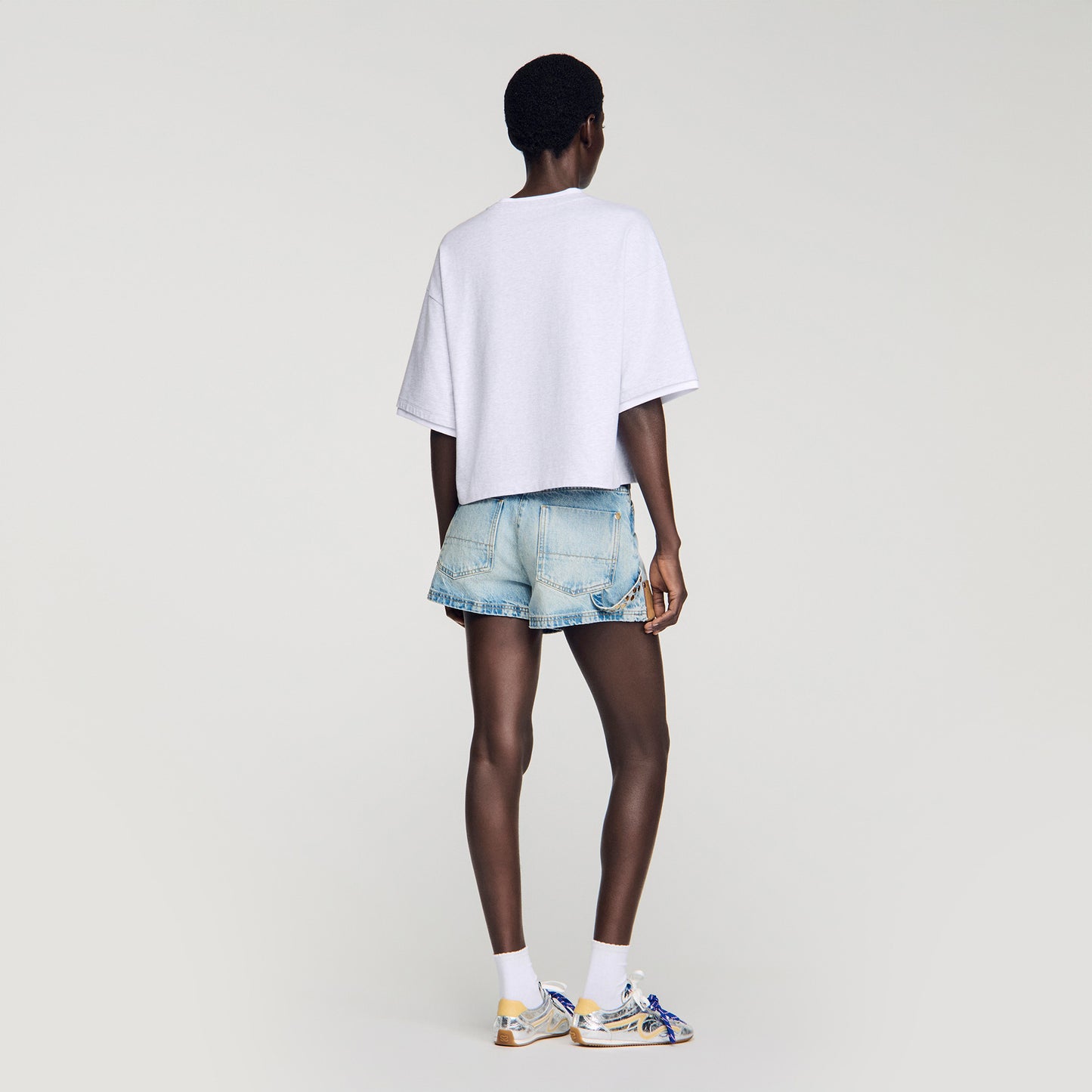 Thileo Embroidered Logo Cotton T-Shirt Grey