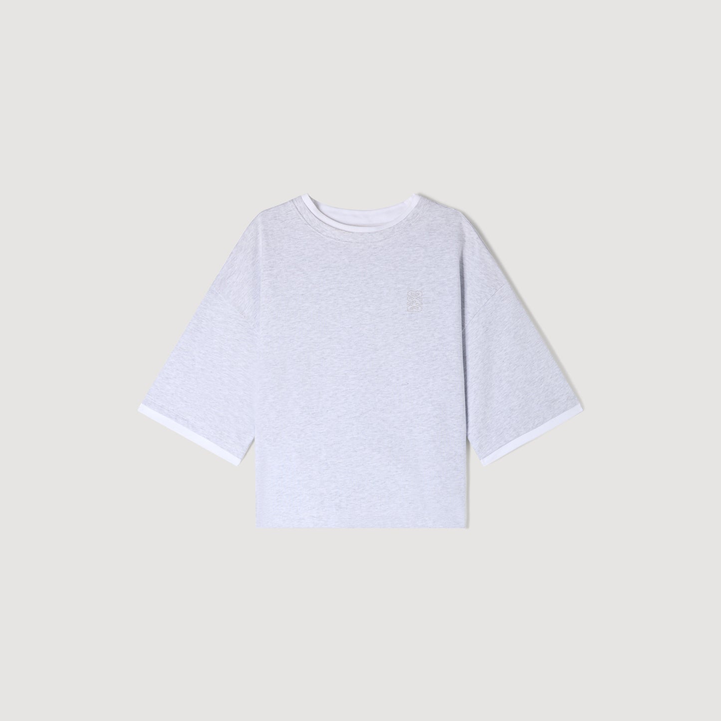 Thileo Embroidered Logo Cotton T-Shirt Grey