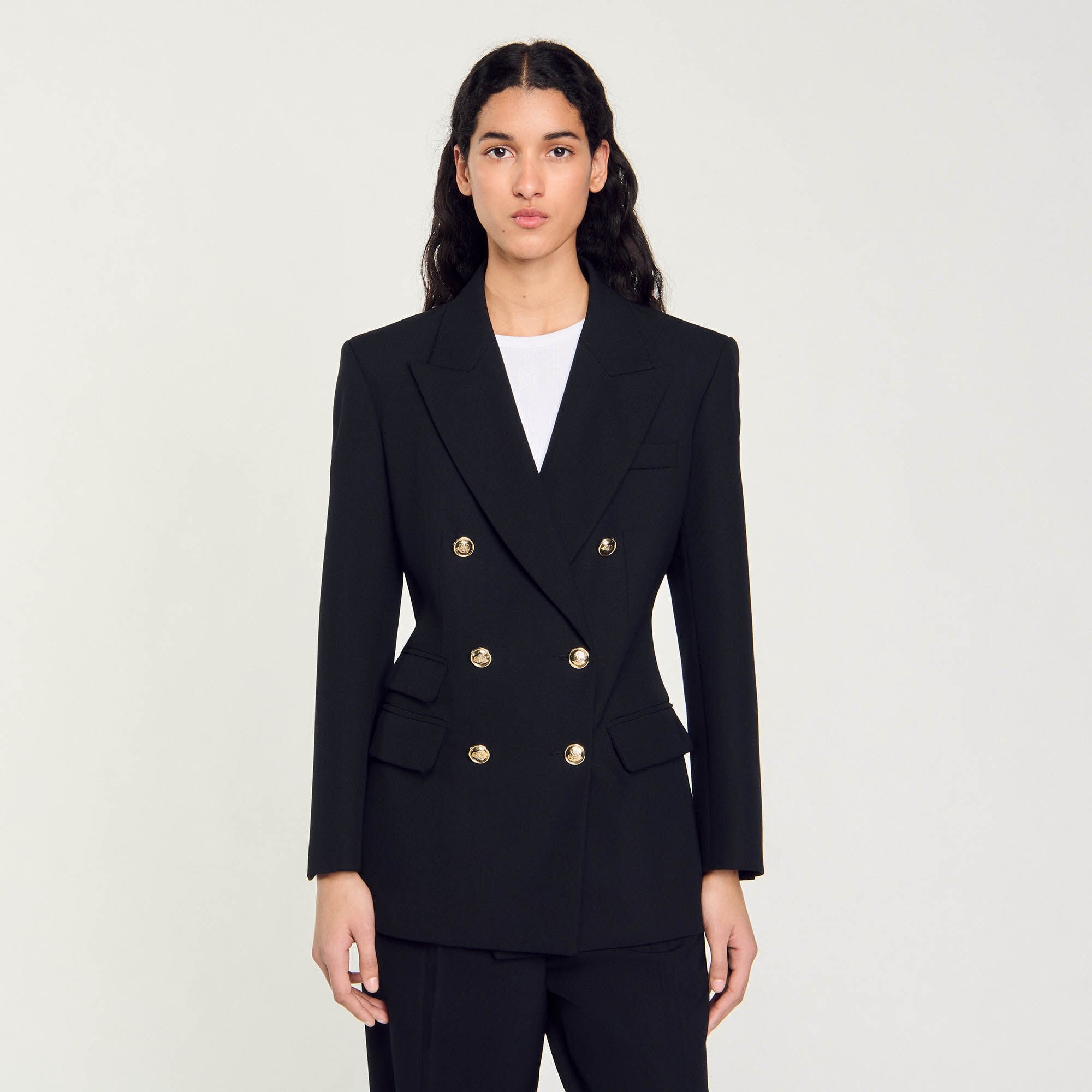 Double-Breasted Suit Jacket Black