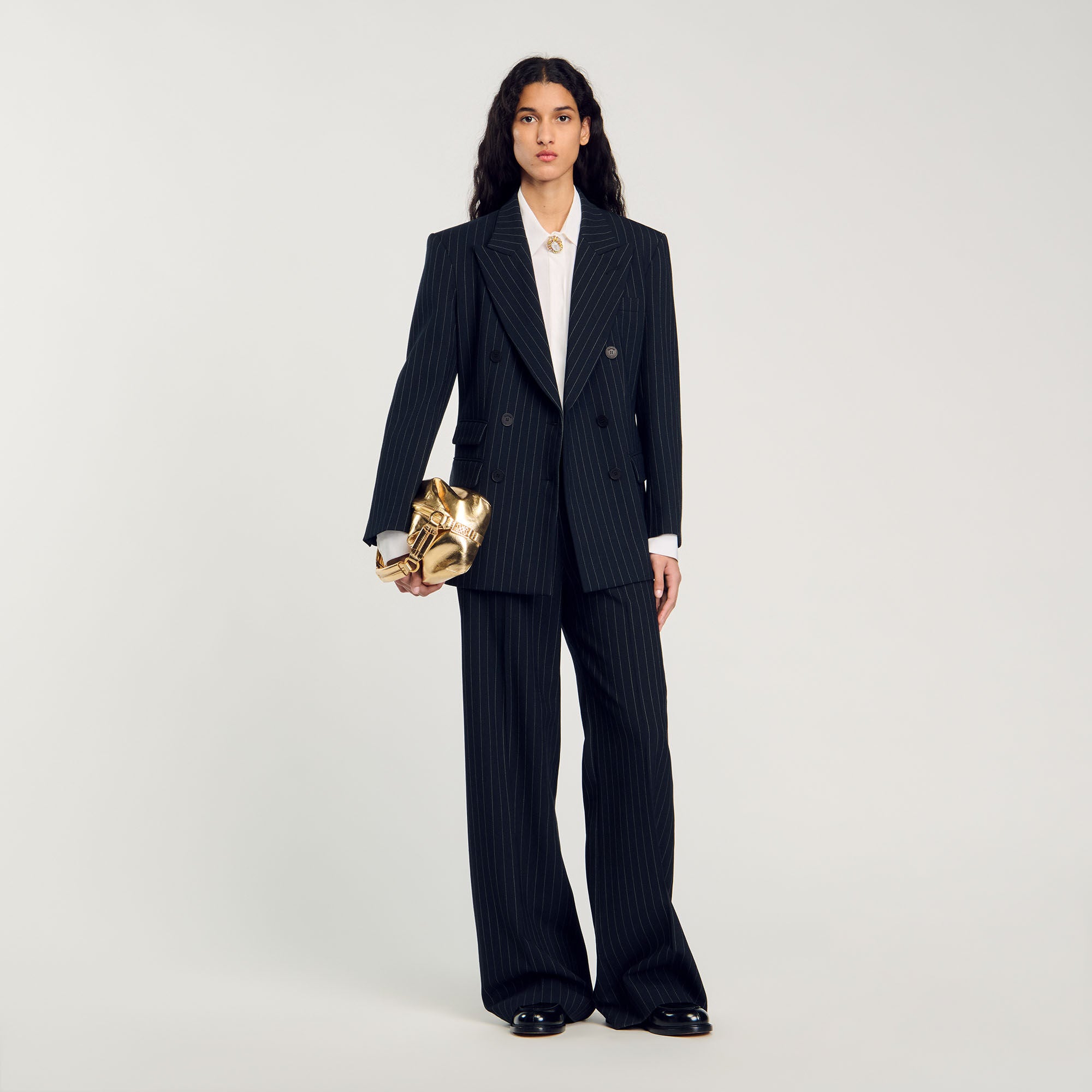 Striped Suit Jacket Black