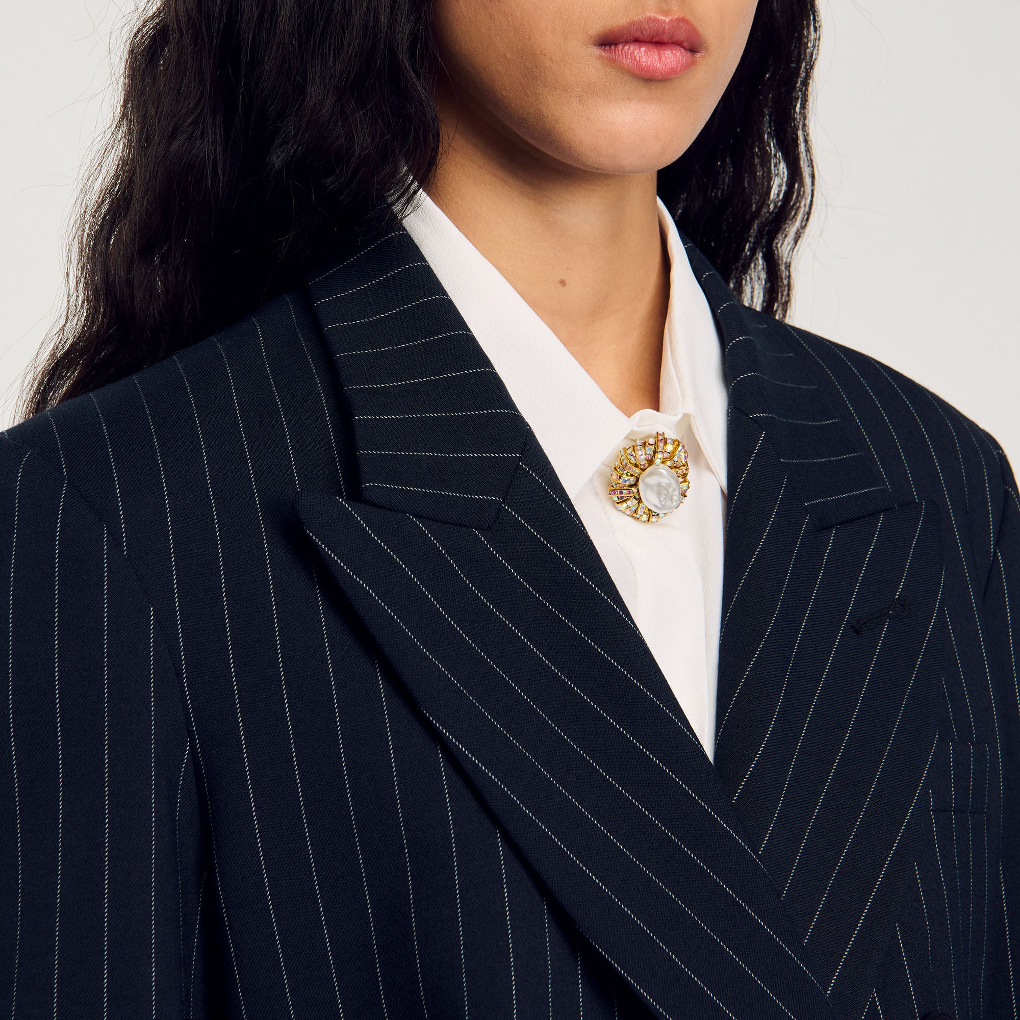 Striped Suit Jacket Black