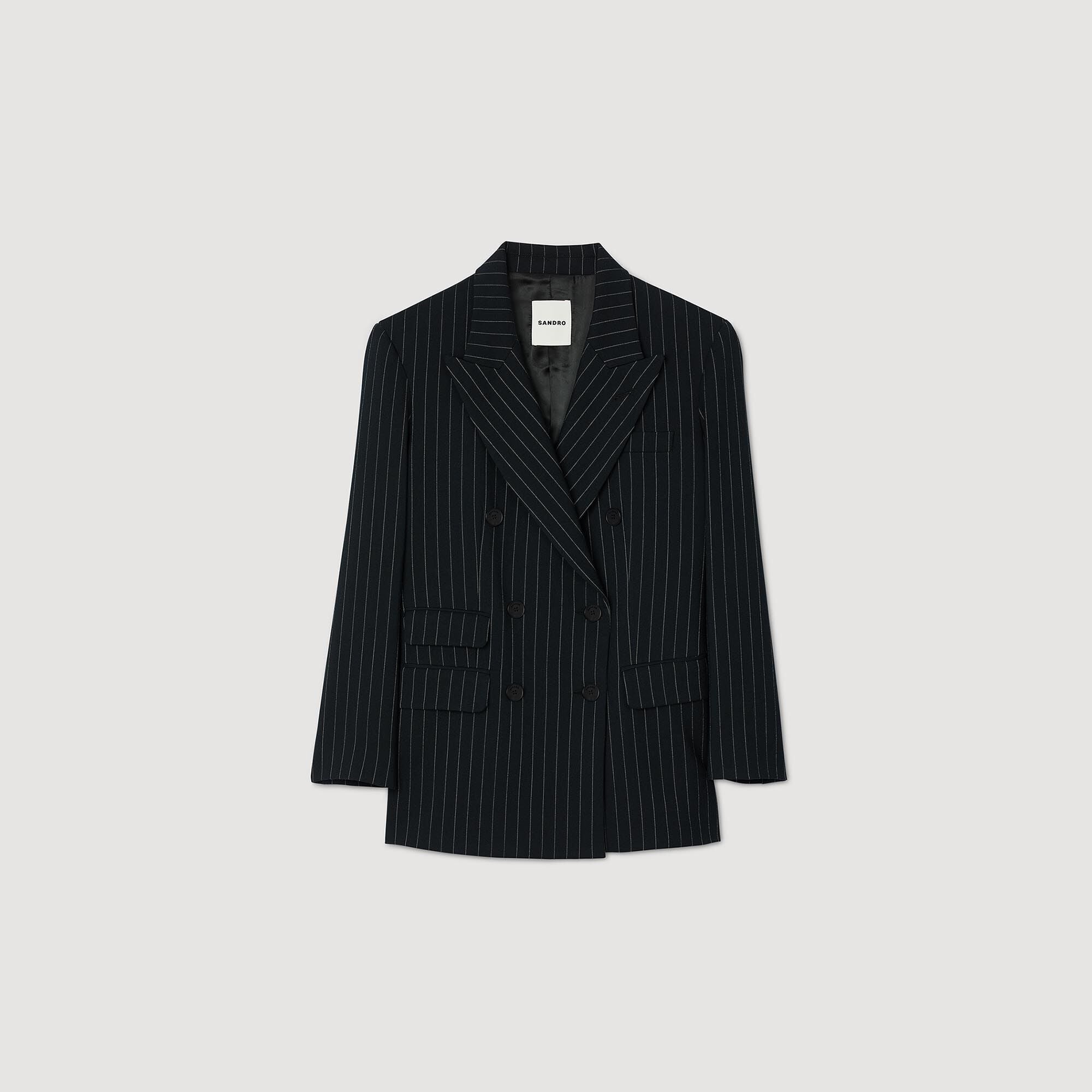 Striped Suit Jacket Black