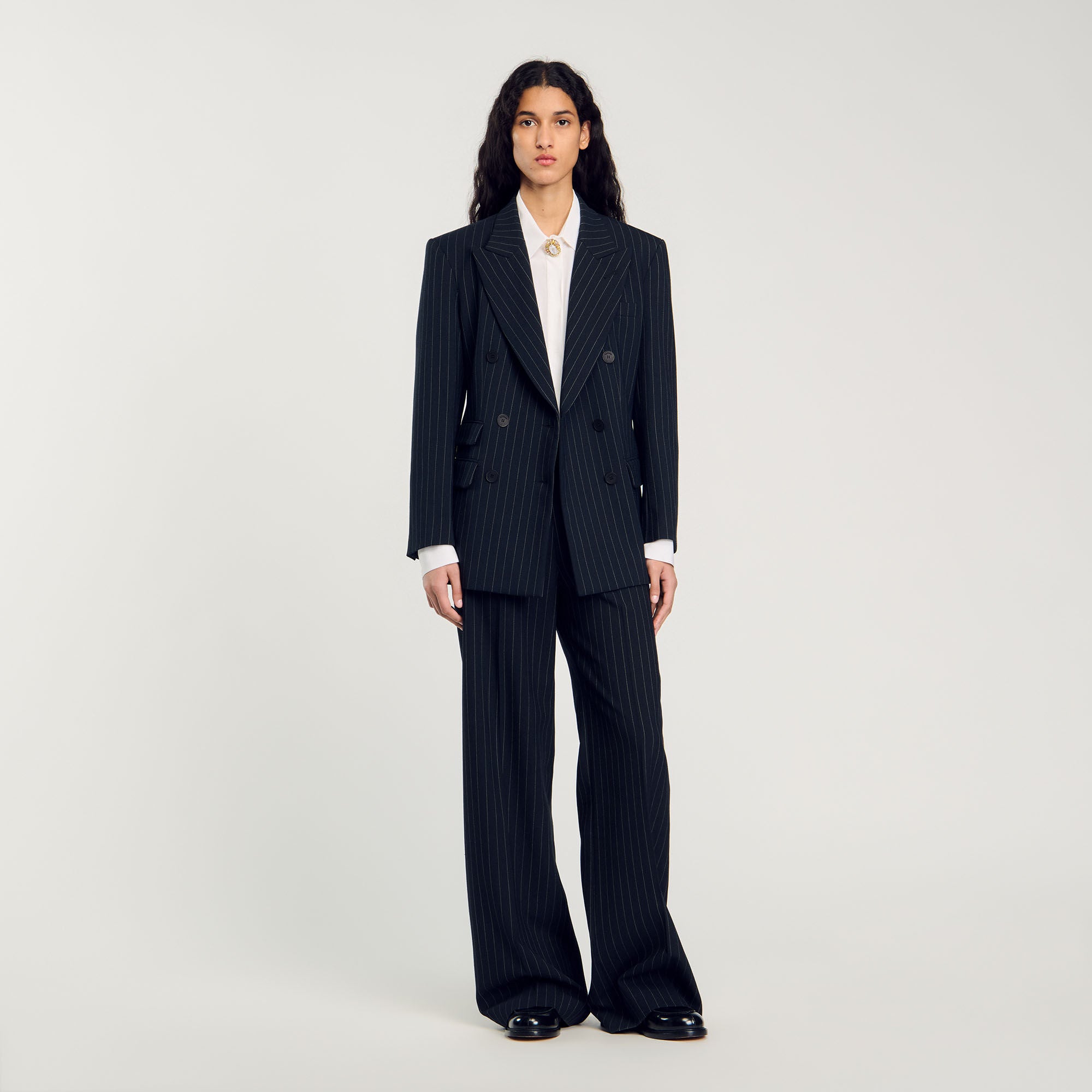 Striped Suit Jacket Black