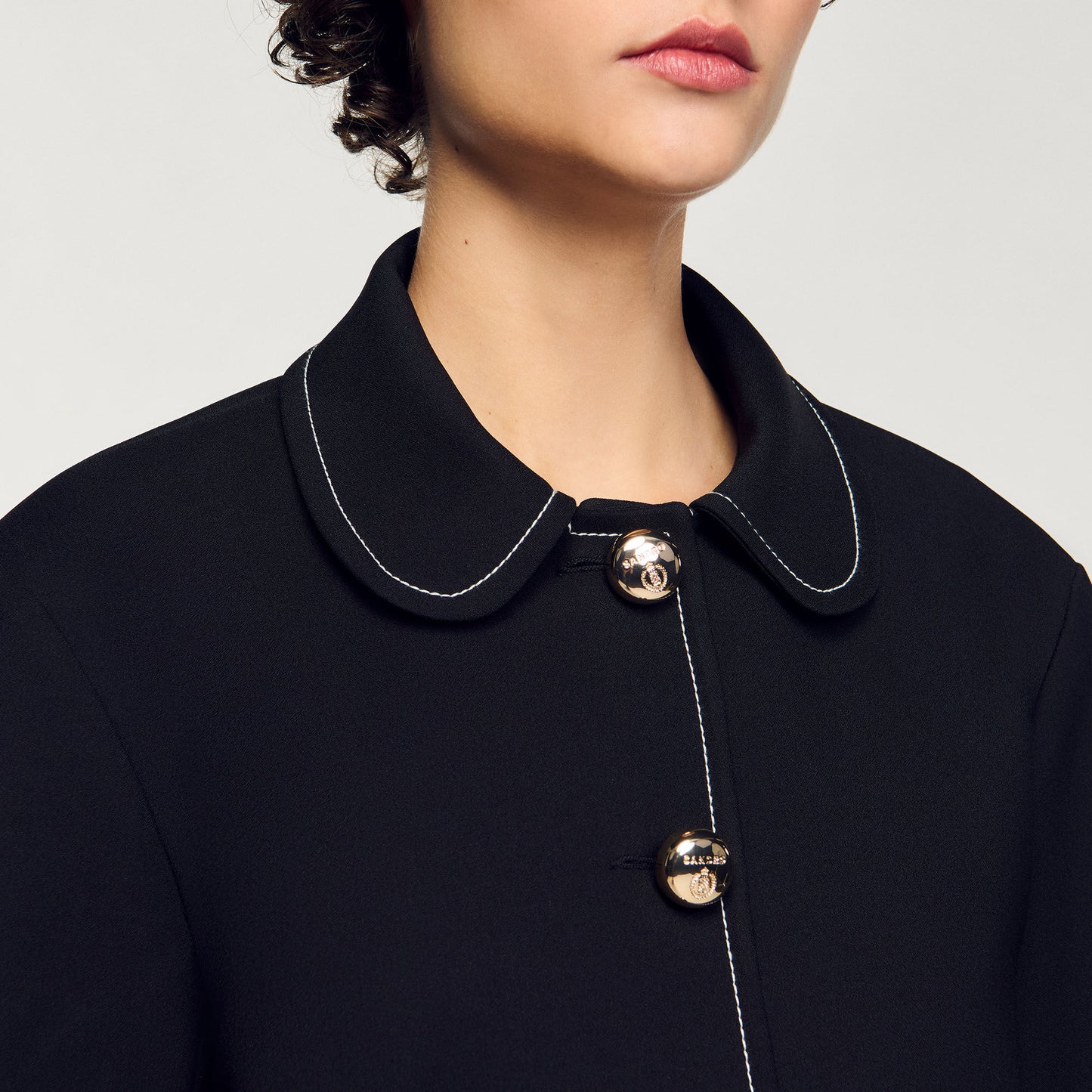 Peter Pan Collar Cropped Jacket Black