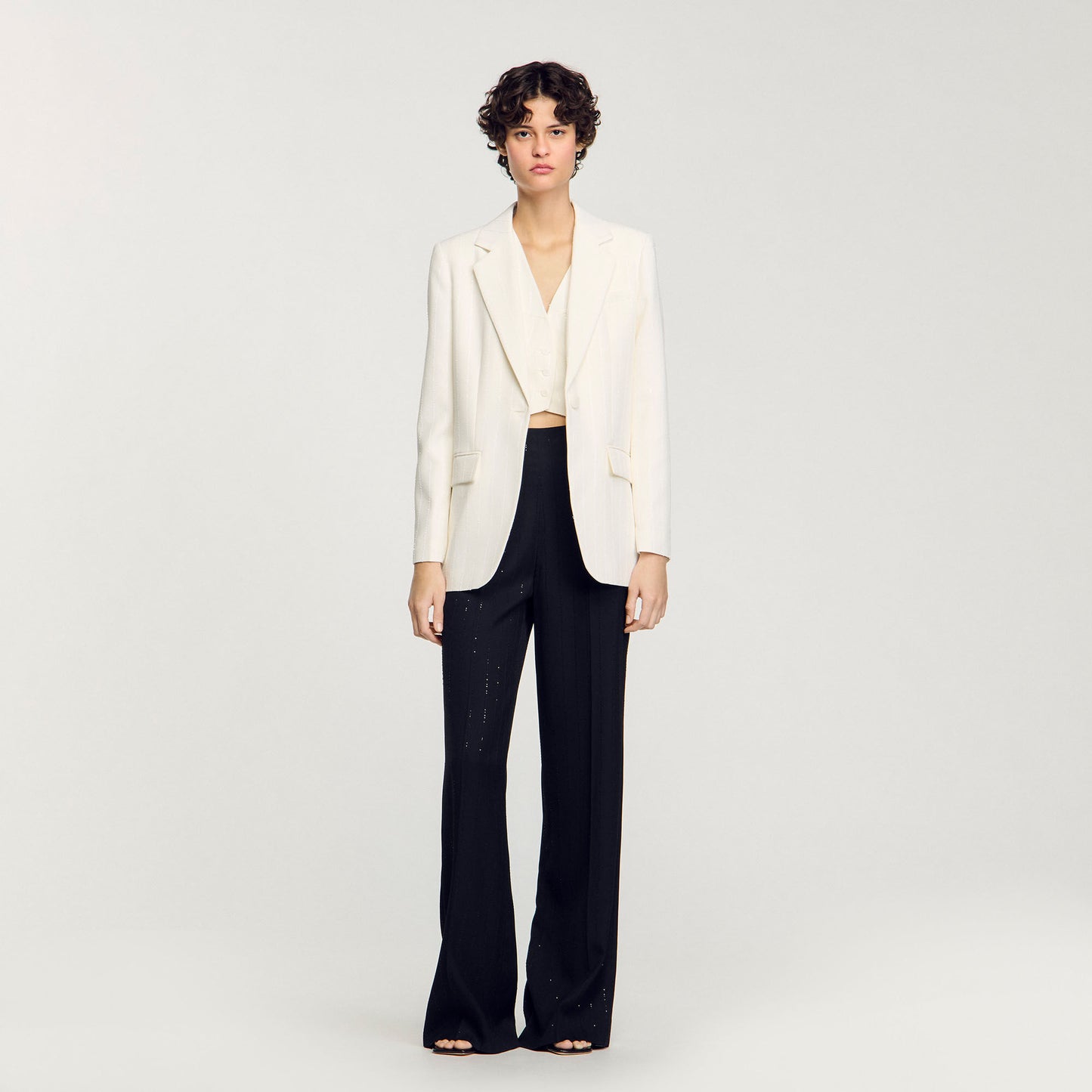 Sequinned Suit Jacket Ecru