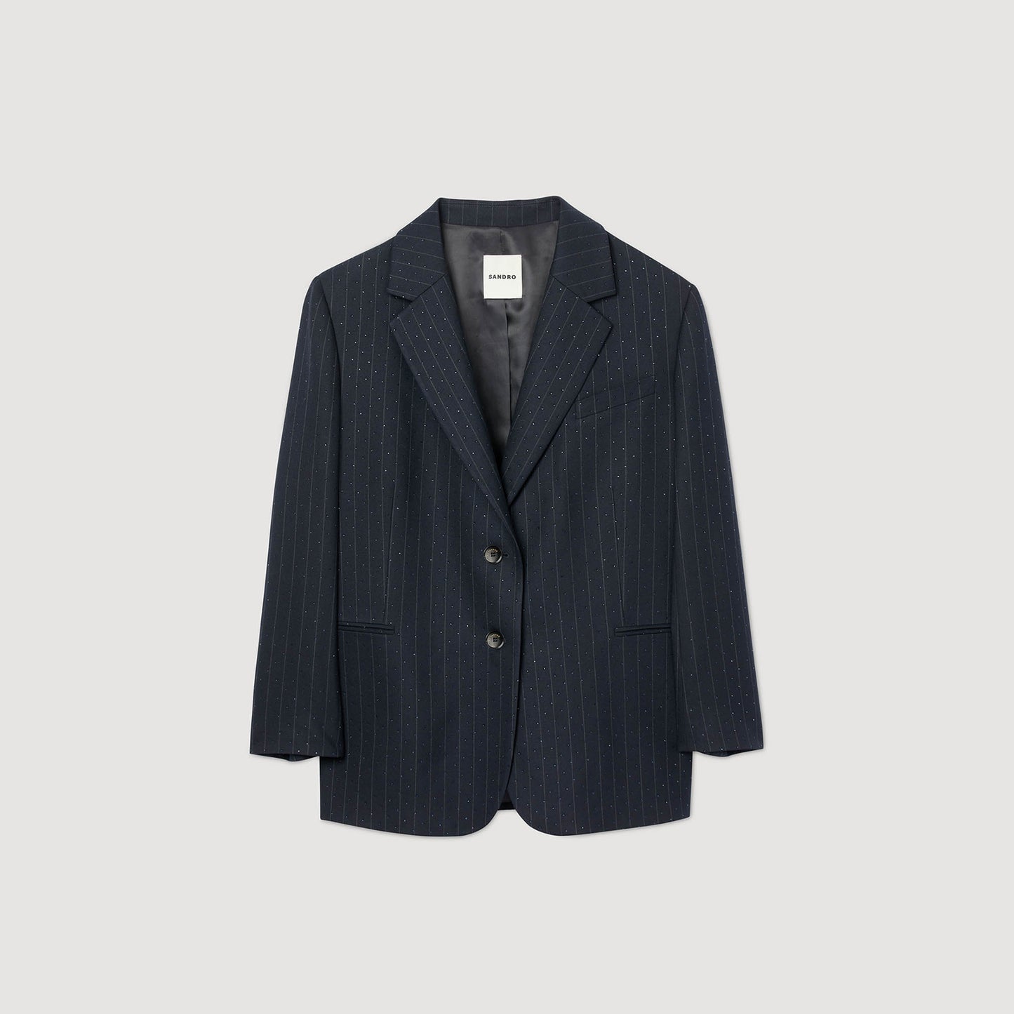 Pernelle Striped Rhinestone Suit Jacket Navy Blue
