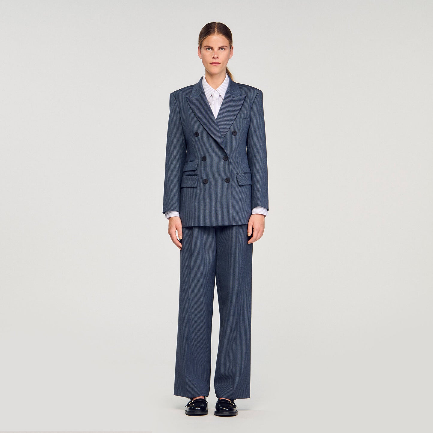 Naelle Striped Tailored Jacket Blue