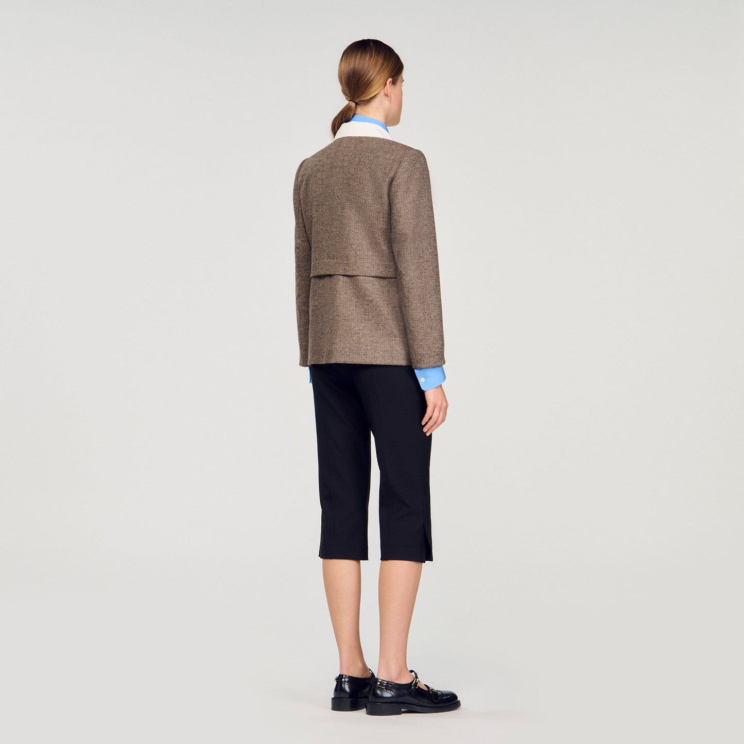 Leia Houndstooth Suit Jacket Brown