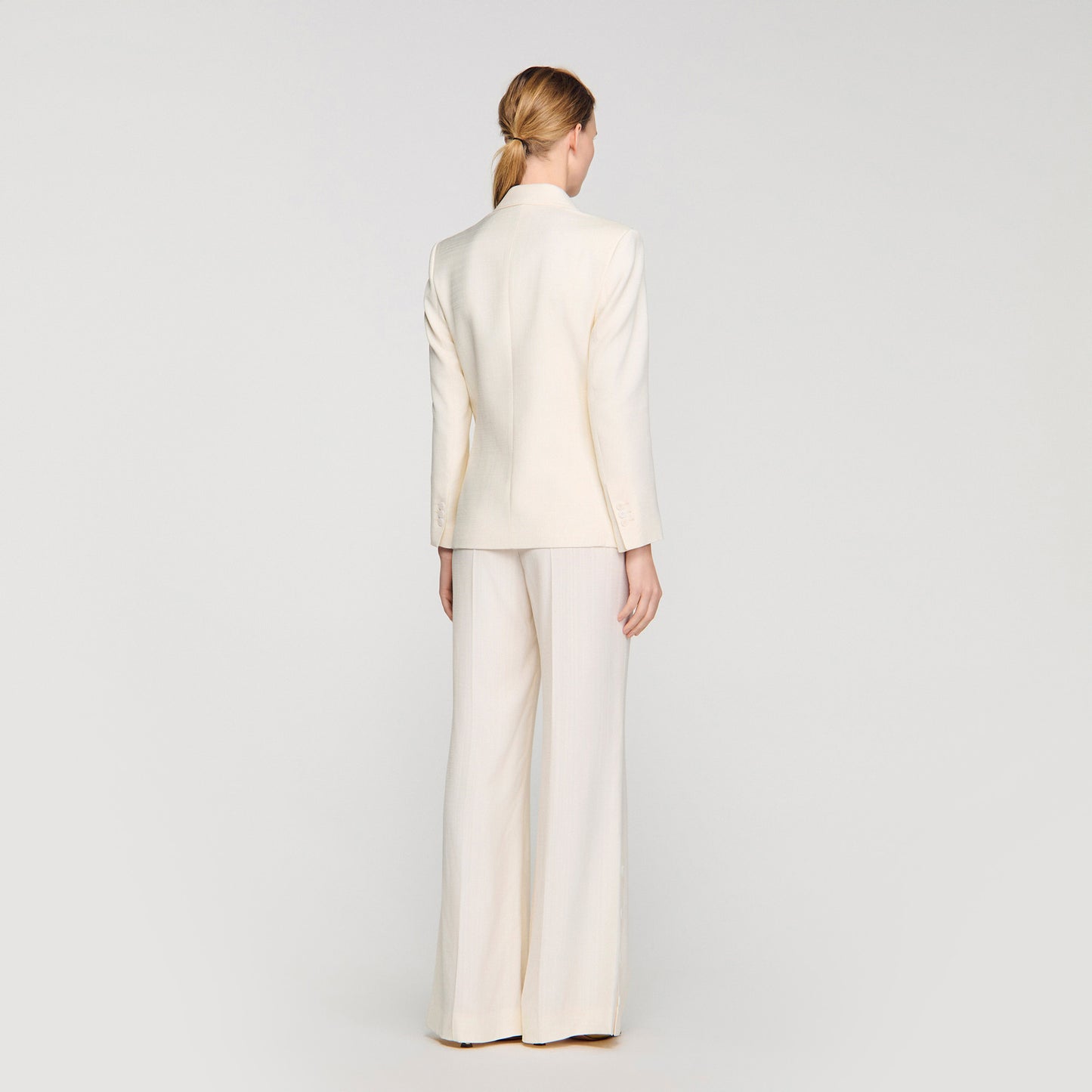 Tony Double-Breasted Suit Jacket Ecru