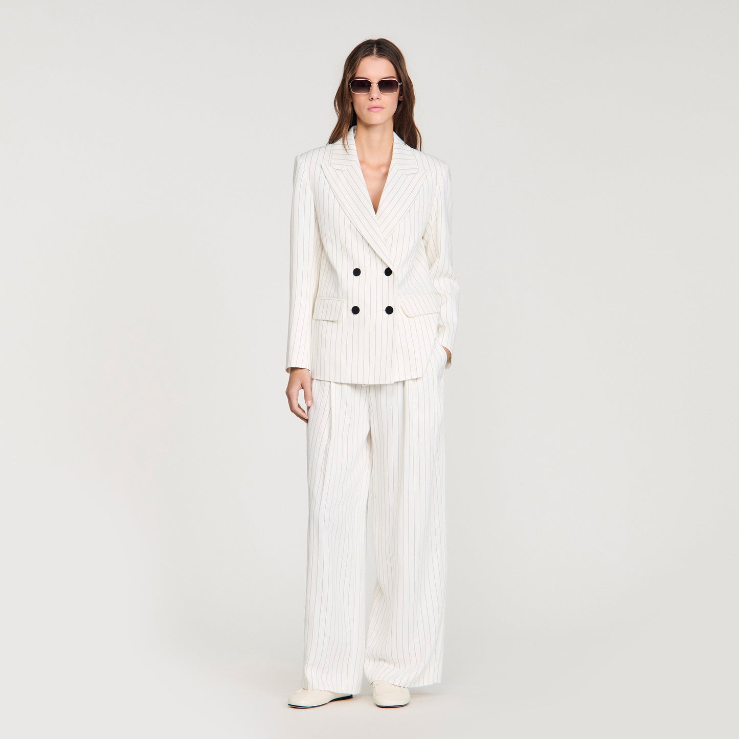 Hudson Striped Tailored Jacket Ecru / Black
