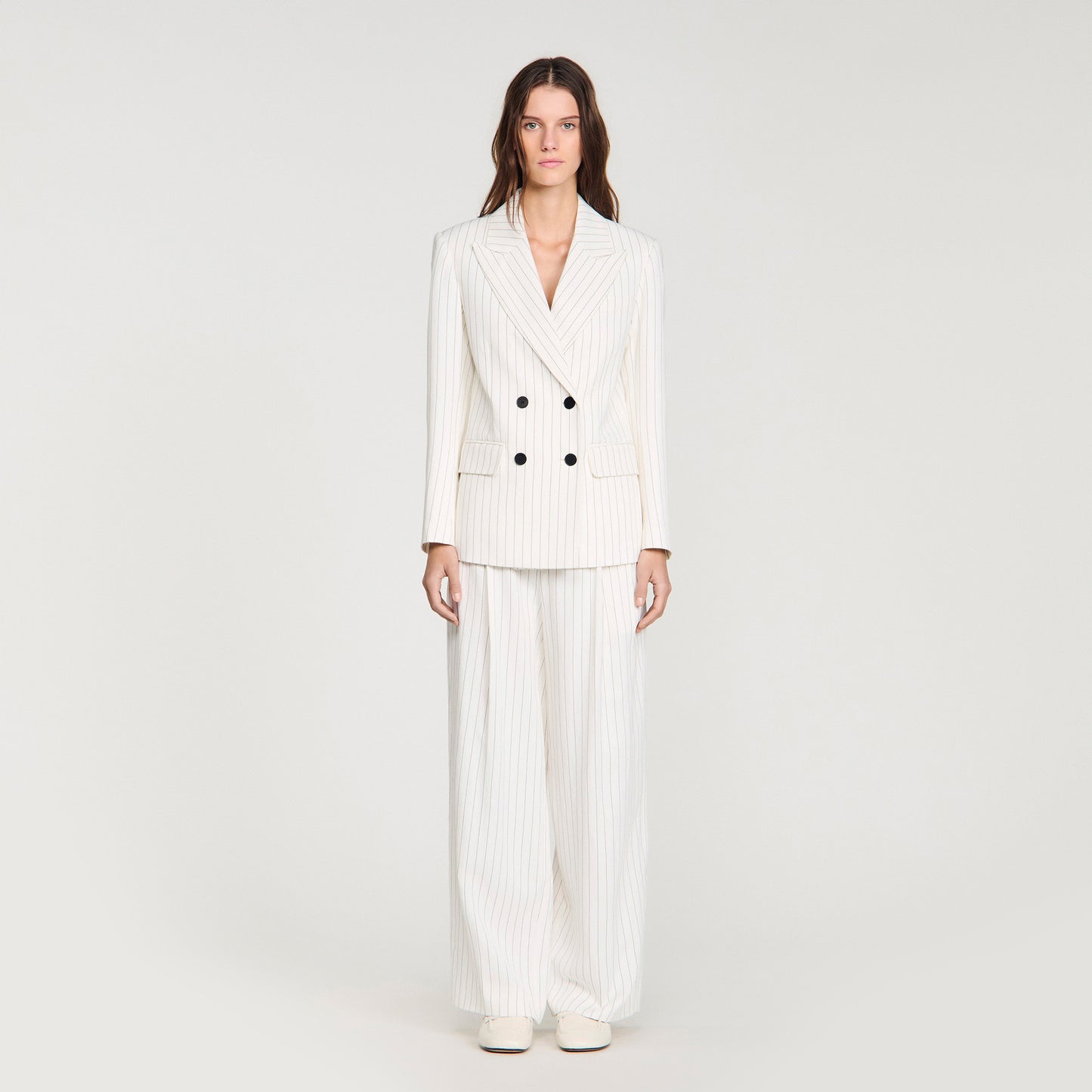 Hudson Striped Tailored Jacket Ecru / Black