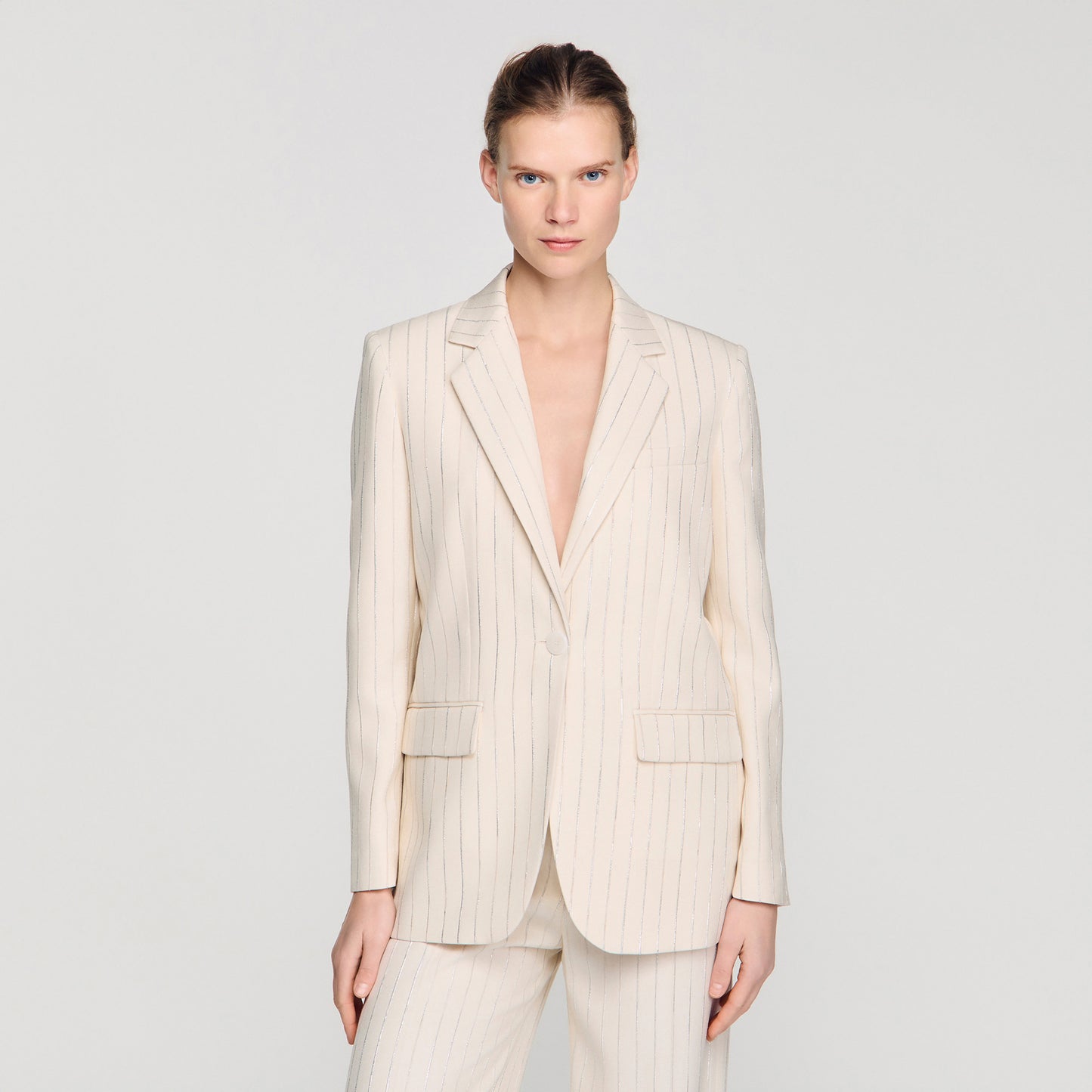 Birkin Striped Tailored Jacket ECRU / SILVER