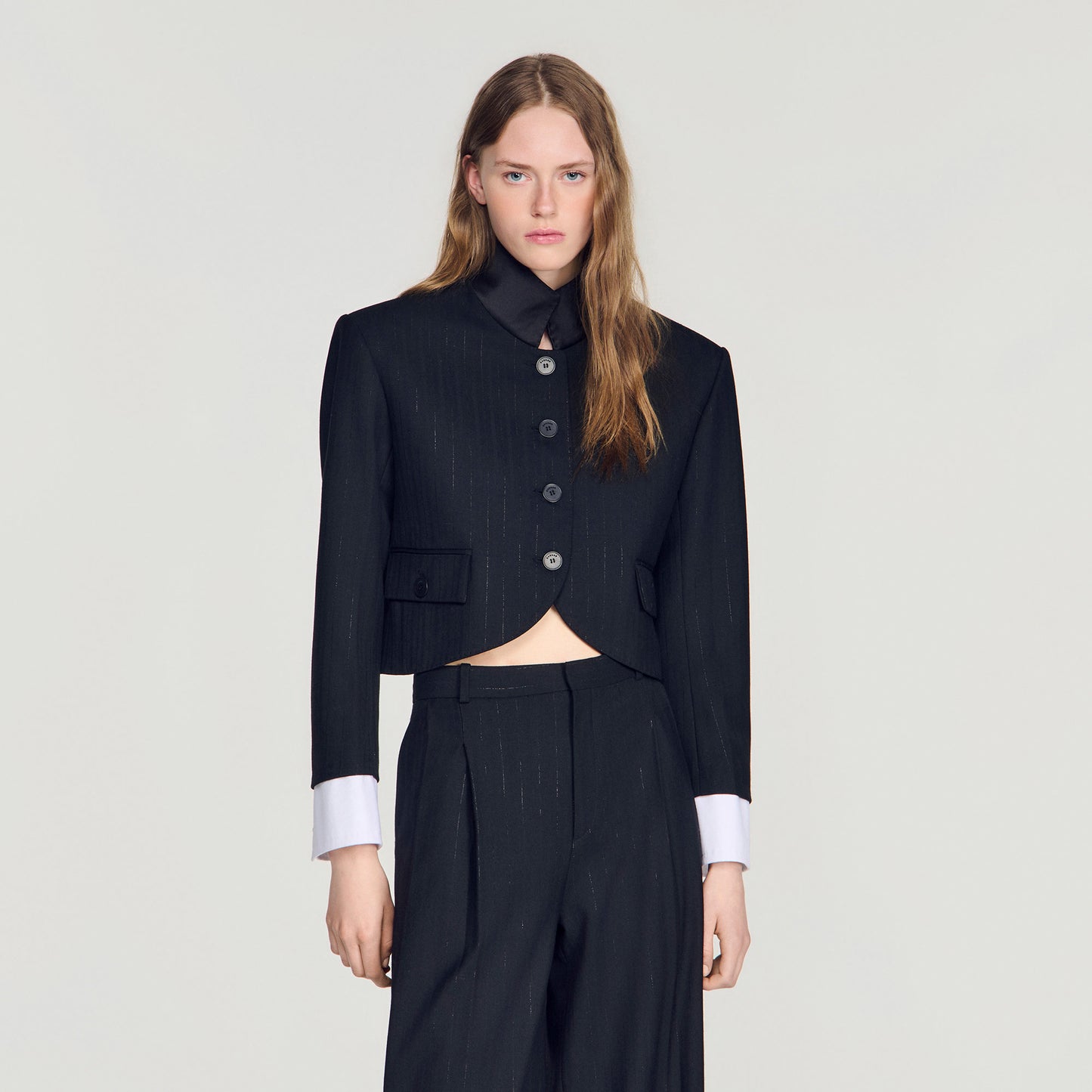 Portivana Short jacket with standing collar Black