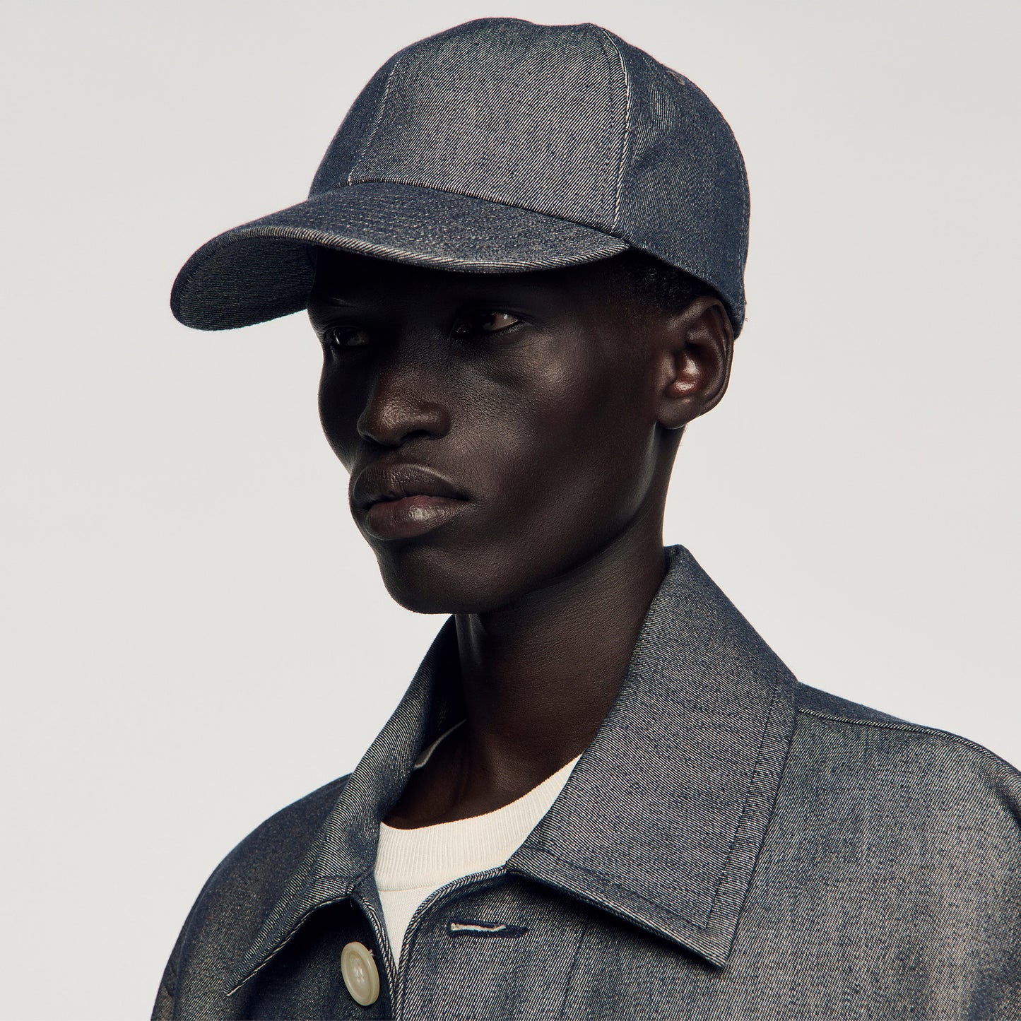 Denim Cap With Logo Chambray