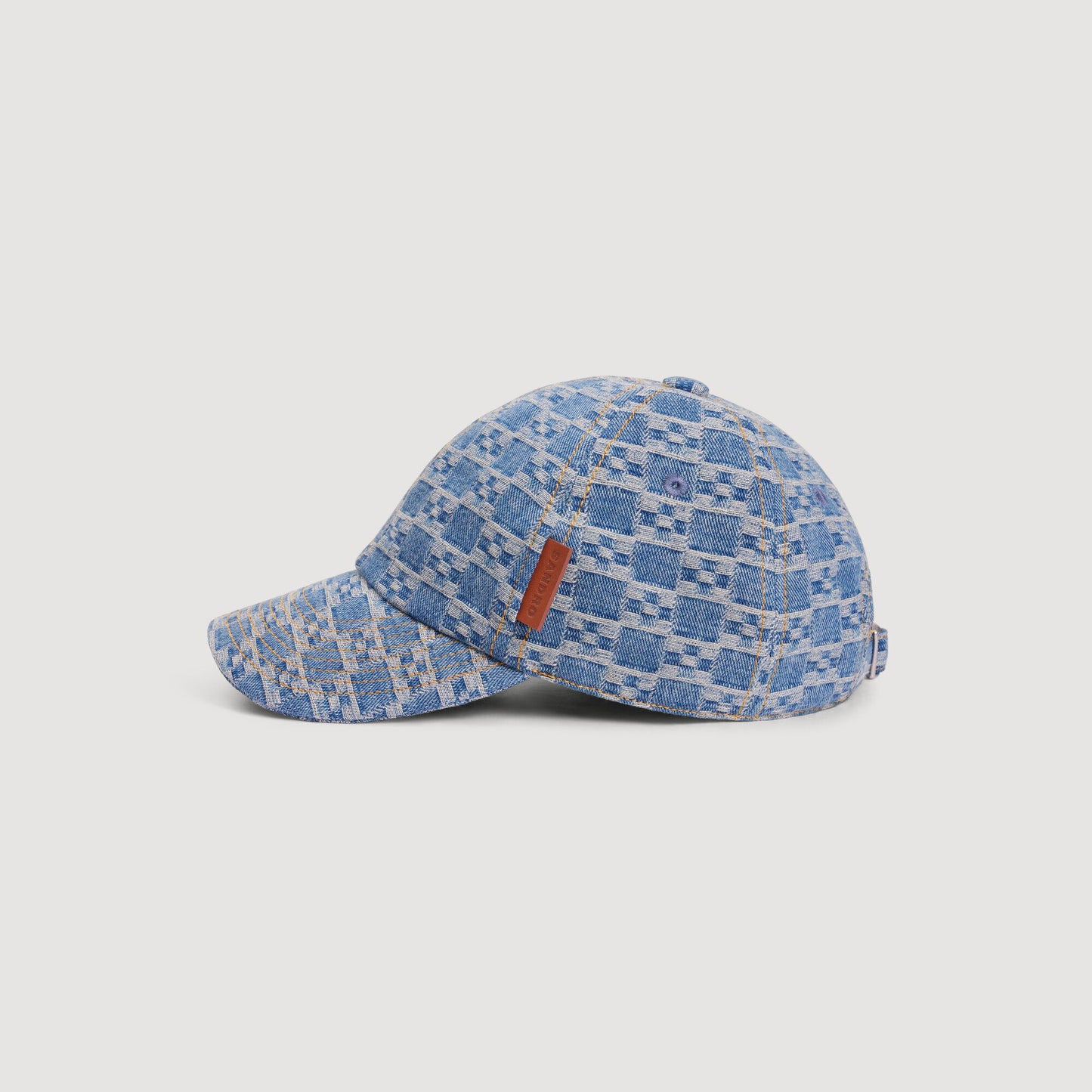 Cap Cross Wash Denim Cap With Cross Motif Blue