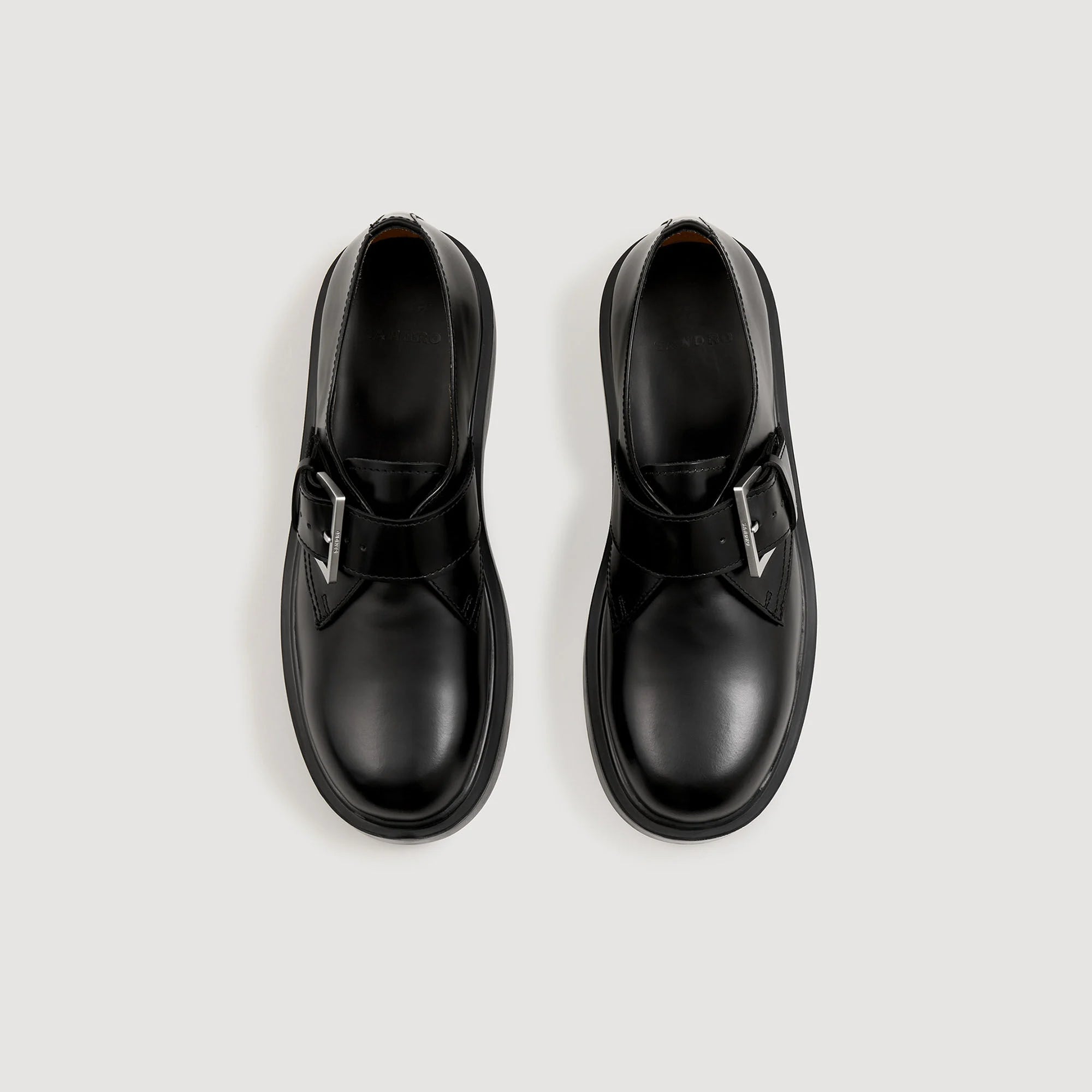 Monk Strap Glazed Leather Derbies Black