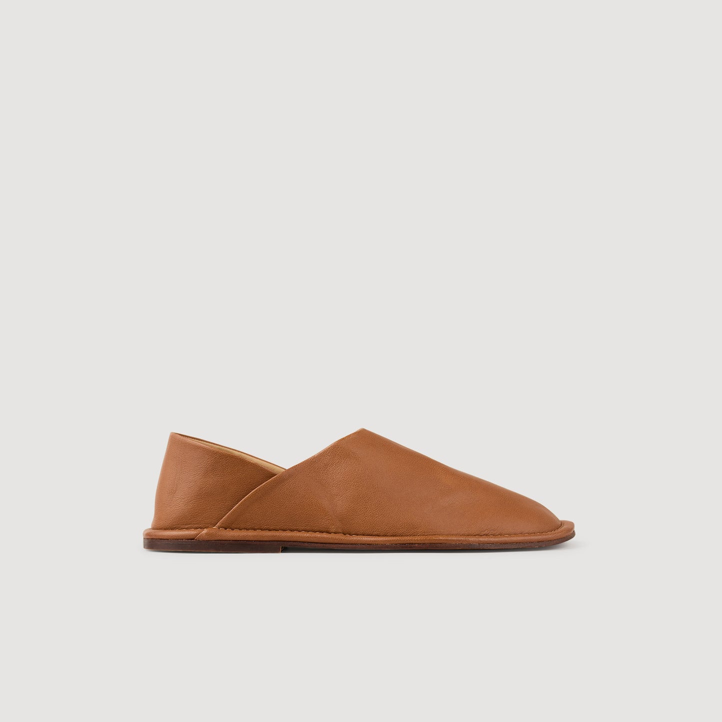 Leather Slipper Grained Leather Slippers Camel