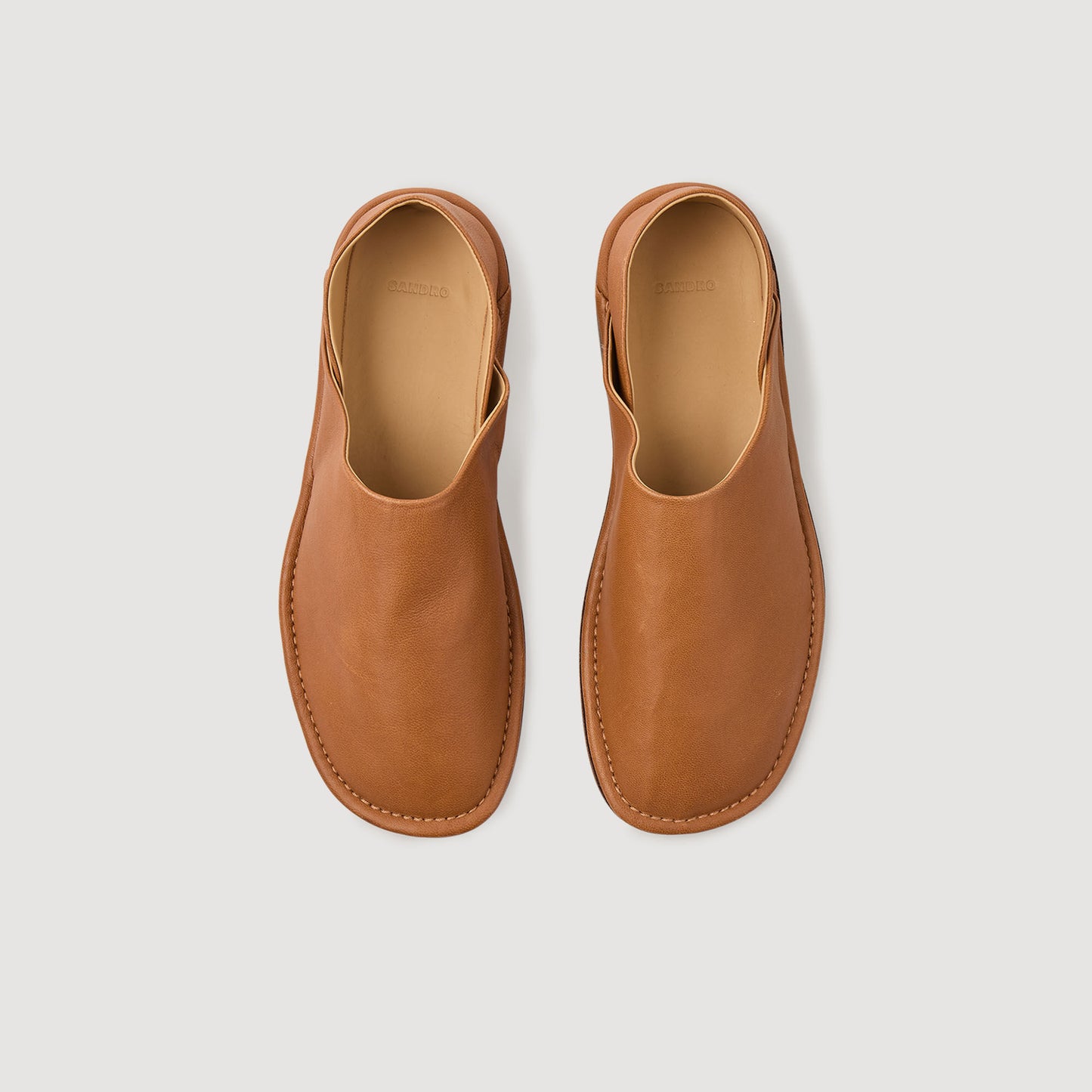 Leather Slipper Grained Leather Slippers Camel