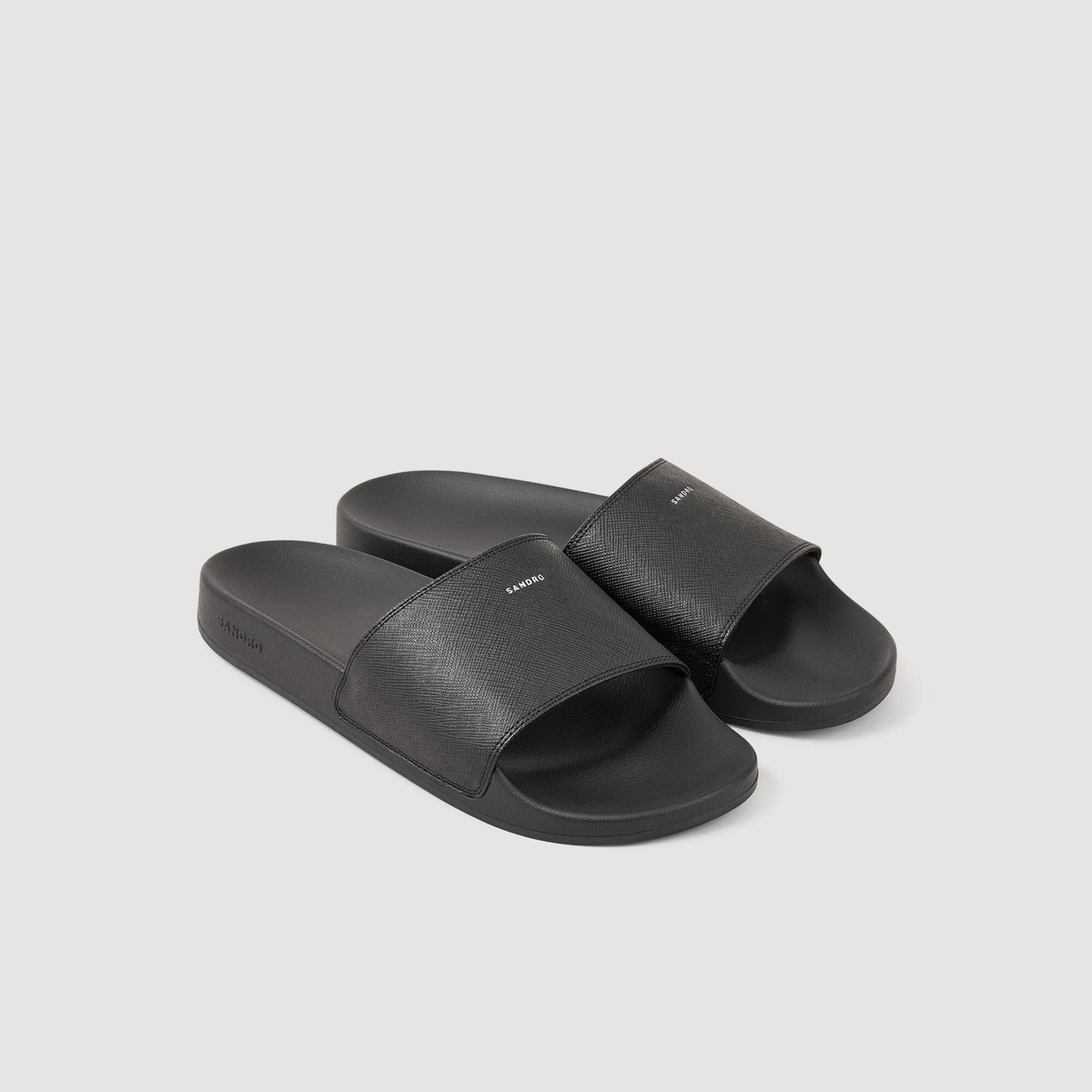 Claquette Safiano Sandals In Reconstituted Leather Black